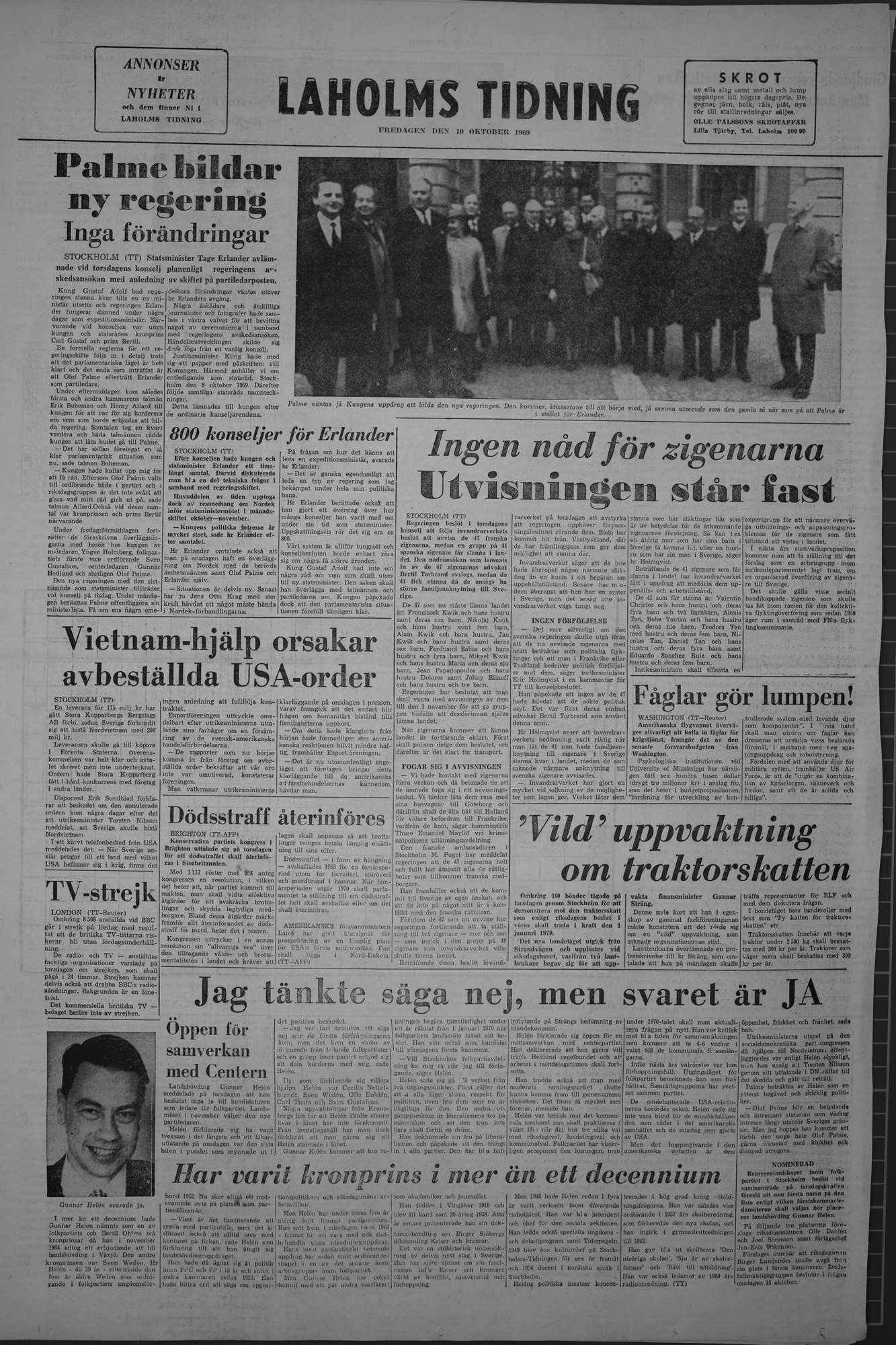 Laholms Tidning Fredag 10 oktober 1969, sida 8