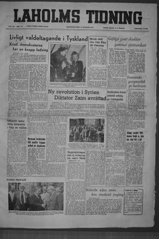 Förstasidan, Måndag 15 augusti 1949