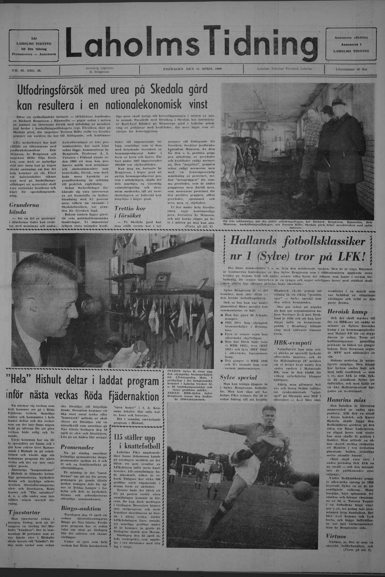 Laholms Tidning Fredag 11 april 1969, sida 1