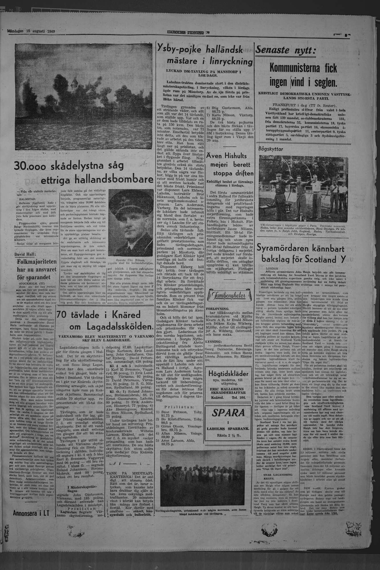 Laholms Tidning Måndag 15 augusti 1949, sida 3