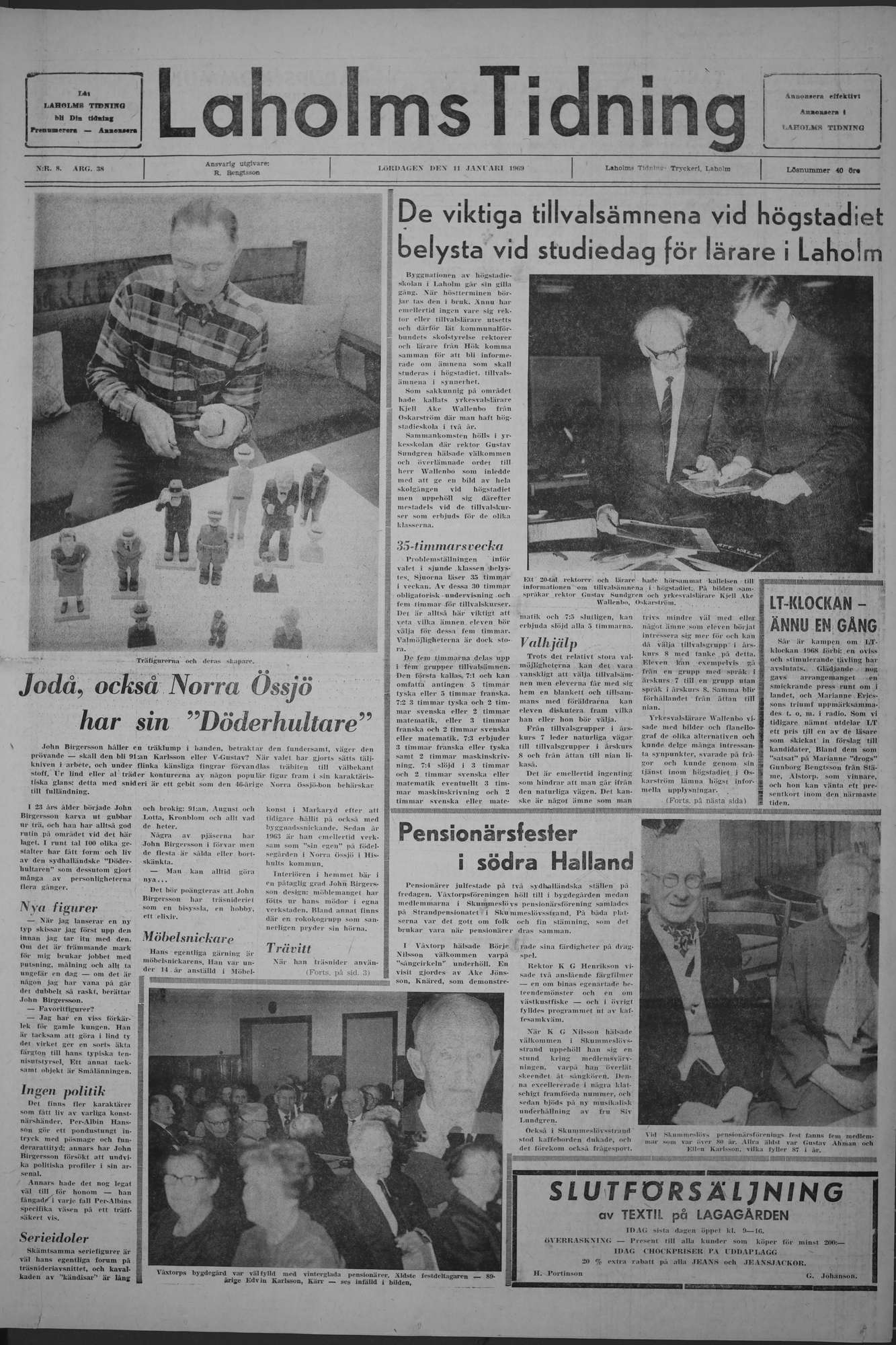 Laholms Tidning Lördag 11 januari 1969, sida 1