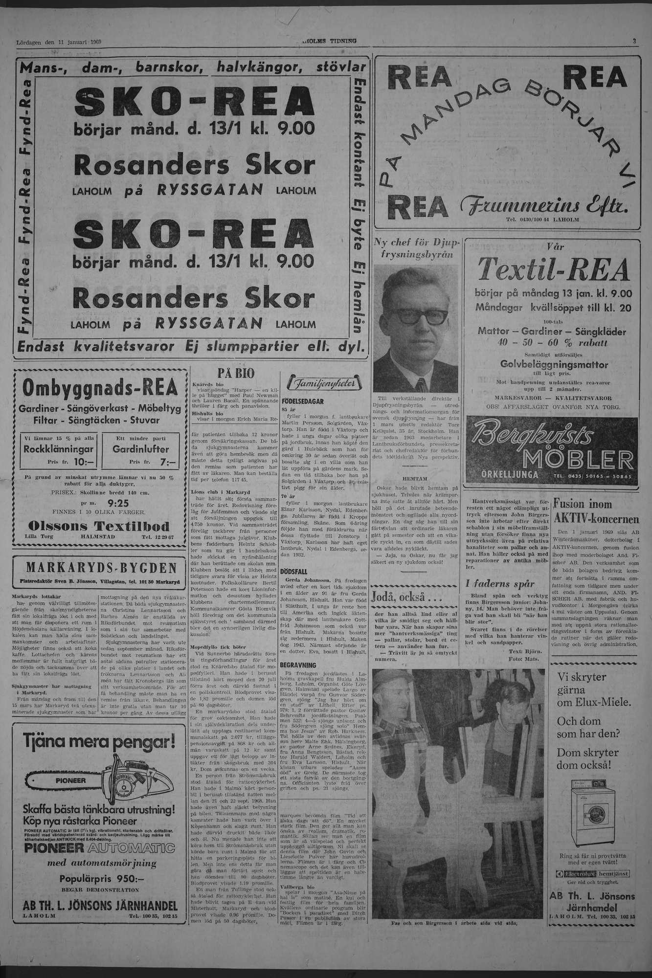 Laholms Tidning Lördag 11 januari 1969, sida 3