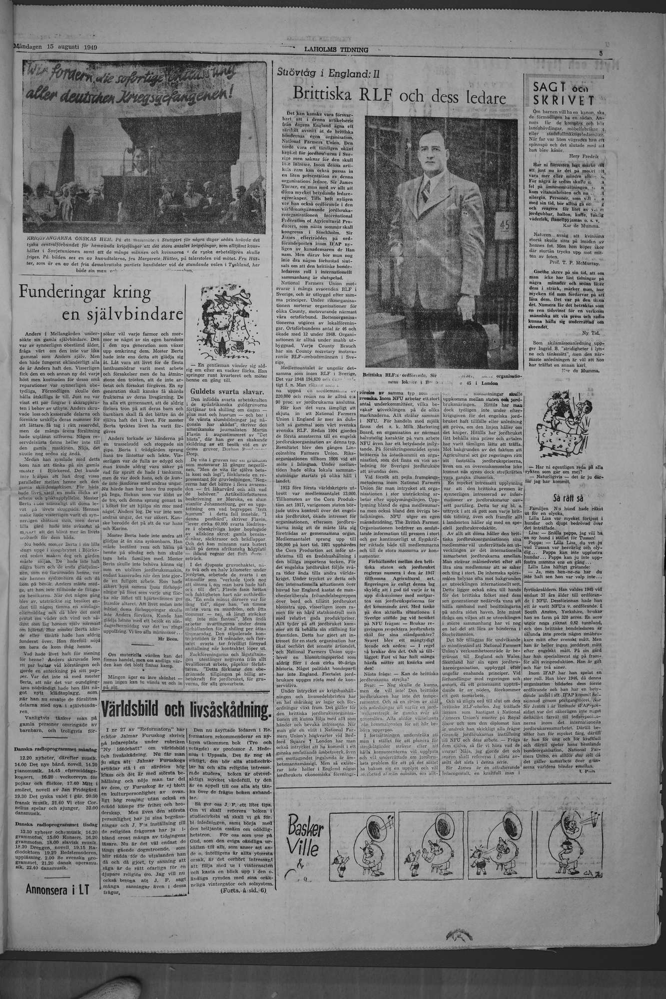 Laholms Tidning Måndag 15 augusti 1949, sida 5