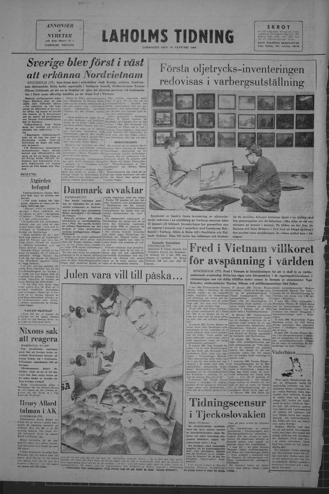 Laholms Tidning Lördag 11 januari 1969, sida 8