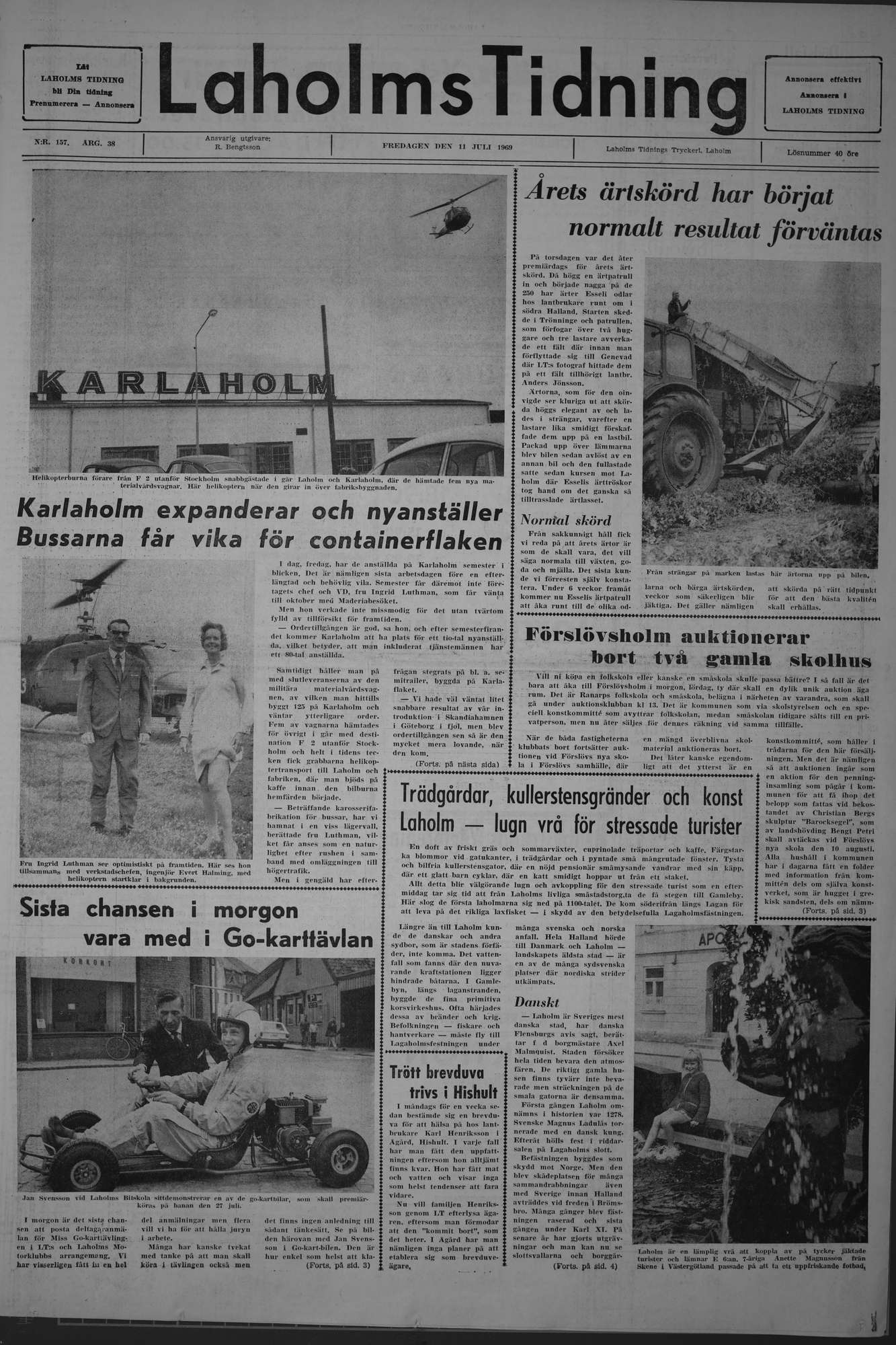 Laholms Tidning Fredag 11 juli 1969, sida 1