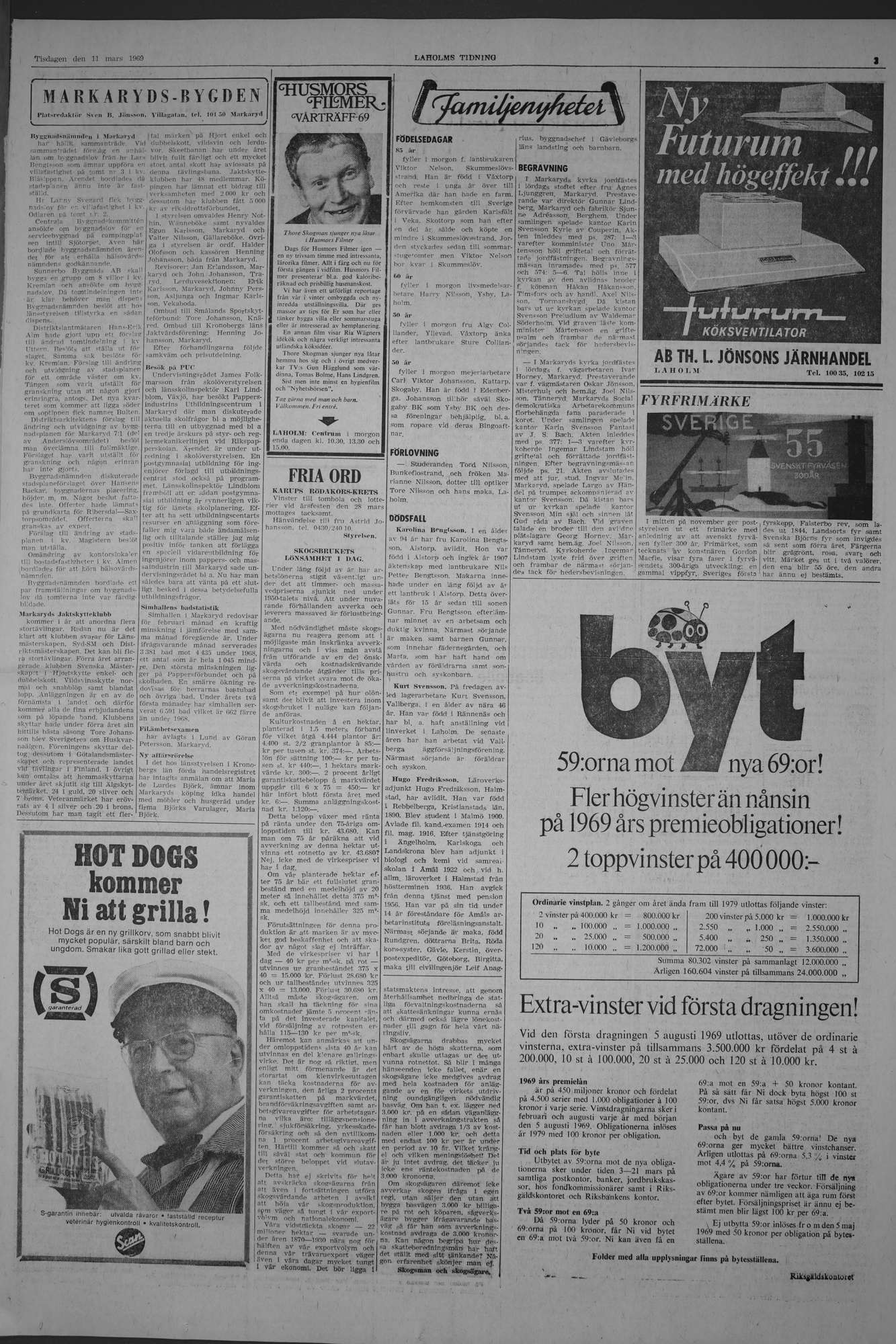 Laholms Tidning Tisdag 11 mars 1969, sida 3