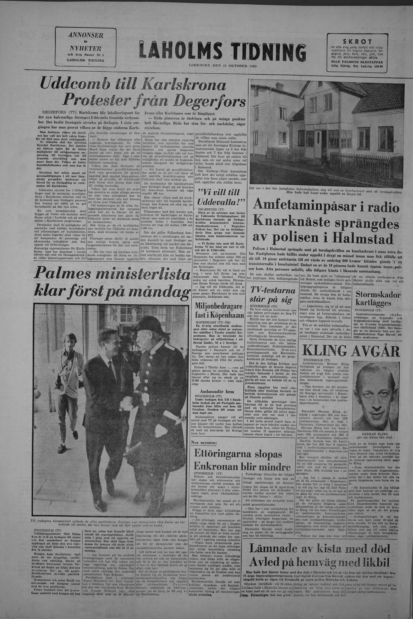Laholms Tidning Lördag 11 oktober 1969, sida 8