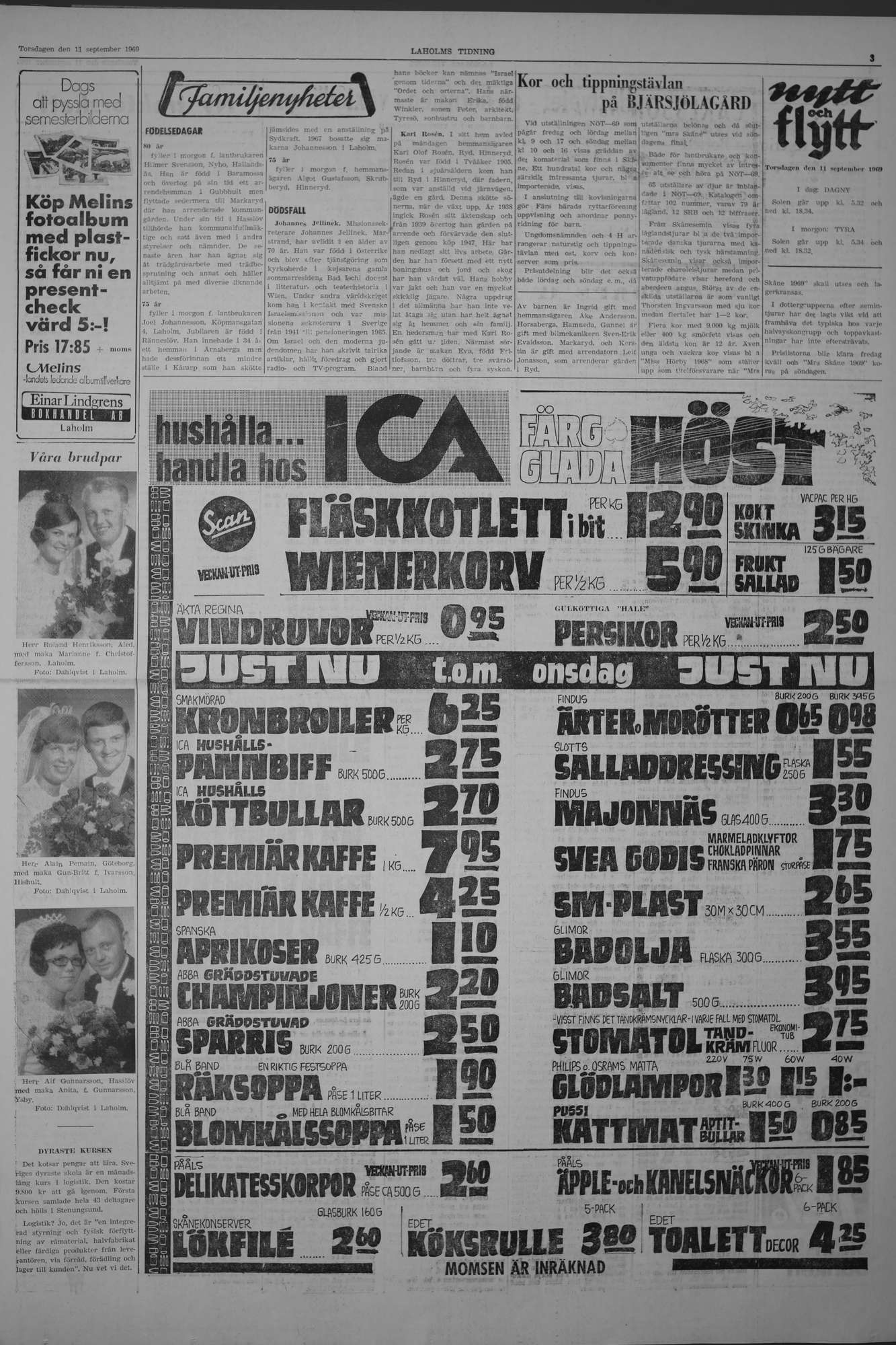 Laholms Tidning Torsdag 11 september 1969, sida 3
