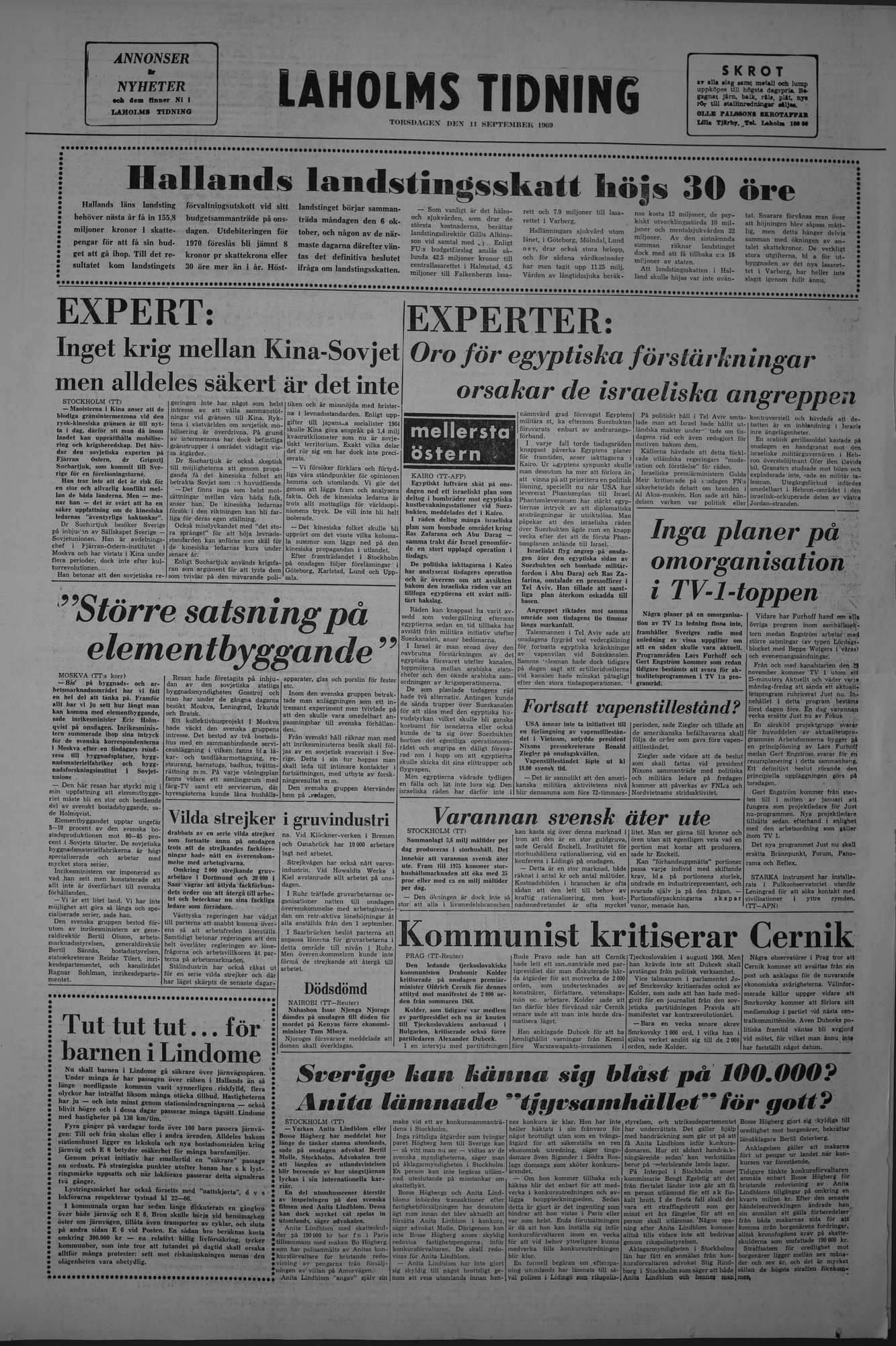 Laholms Tidning Torsdag 11 september 1969, sida 8