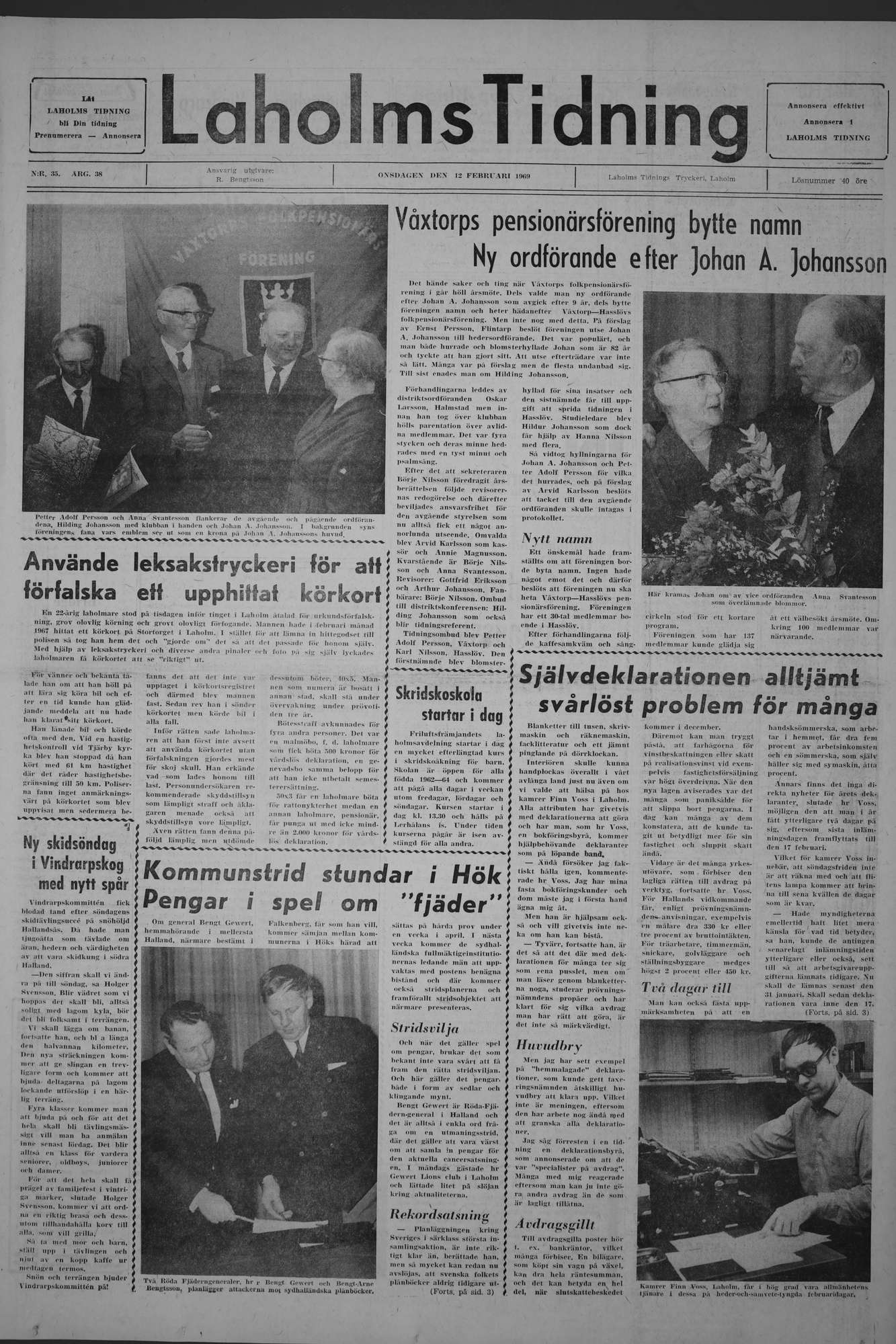 Laholms Tidning Onsdag 12 februari 1969, sida 1