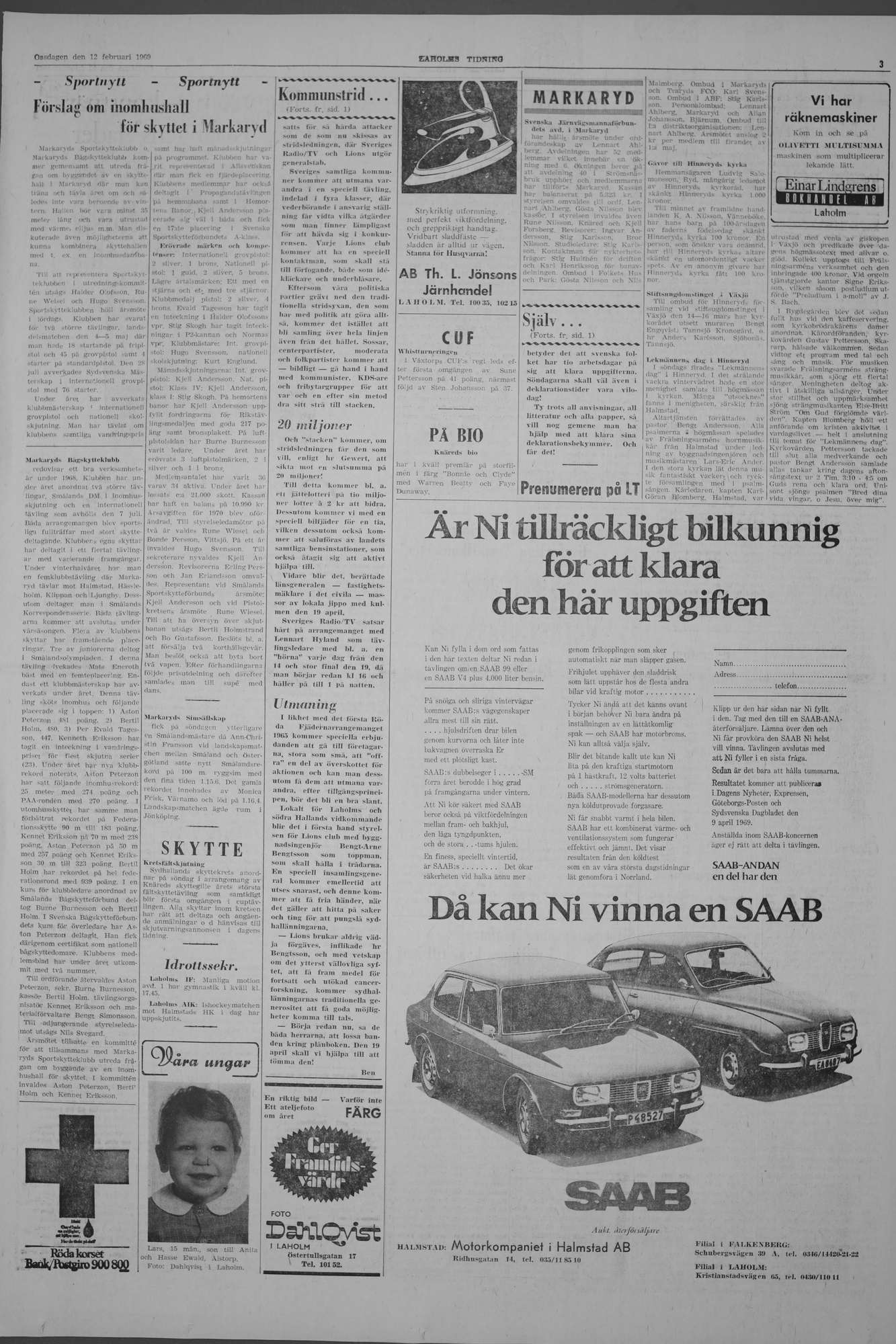 Laholms Tidning Onsdag 12 februari 1969, sida 3