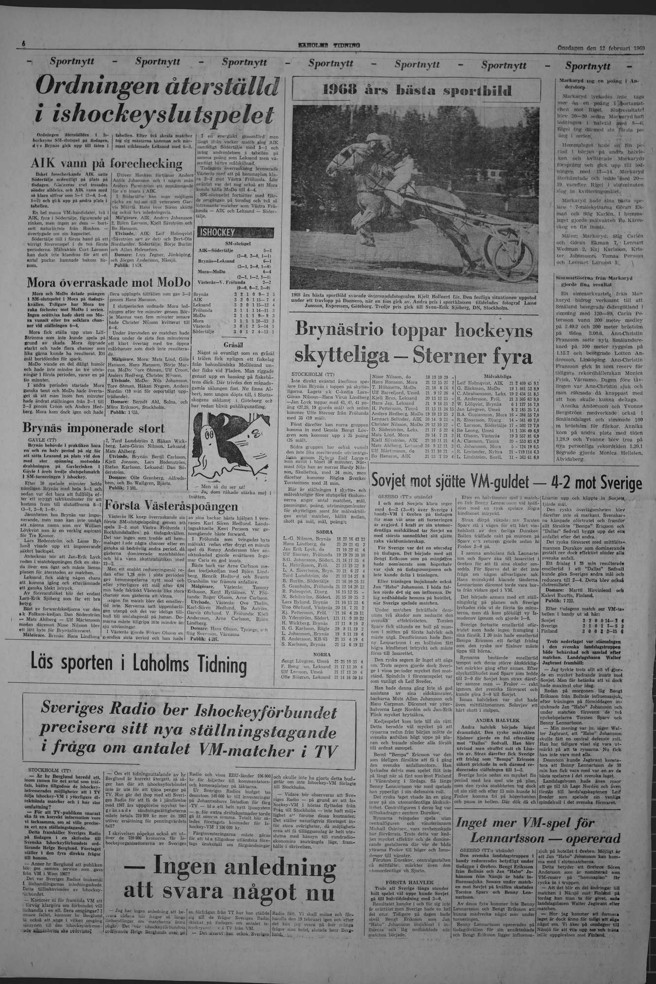 Laholms Tidning Onsdag 12 februari 1969, sida 6