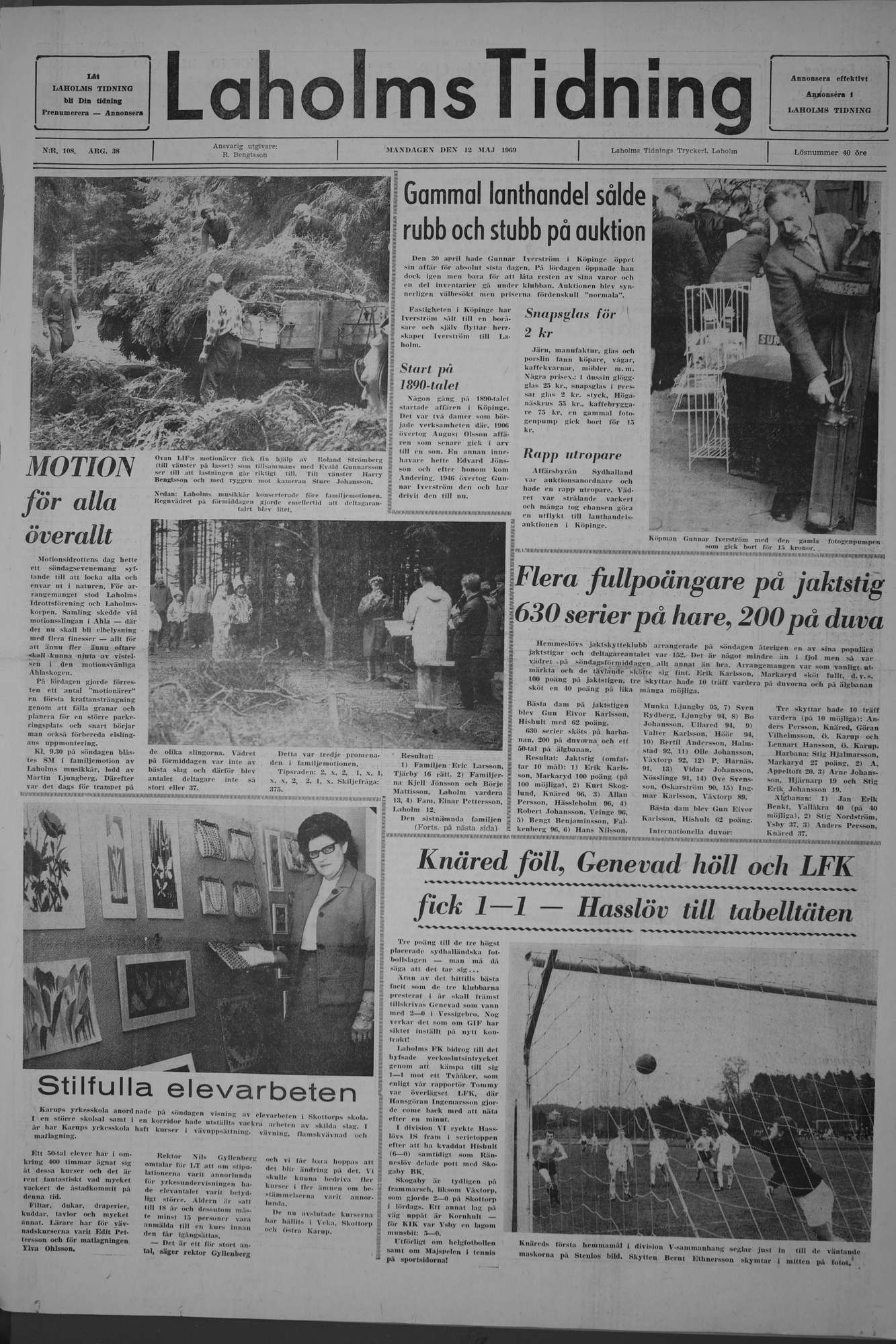 Laholms Tidning Måndag 12 maj 1969, sida 1