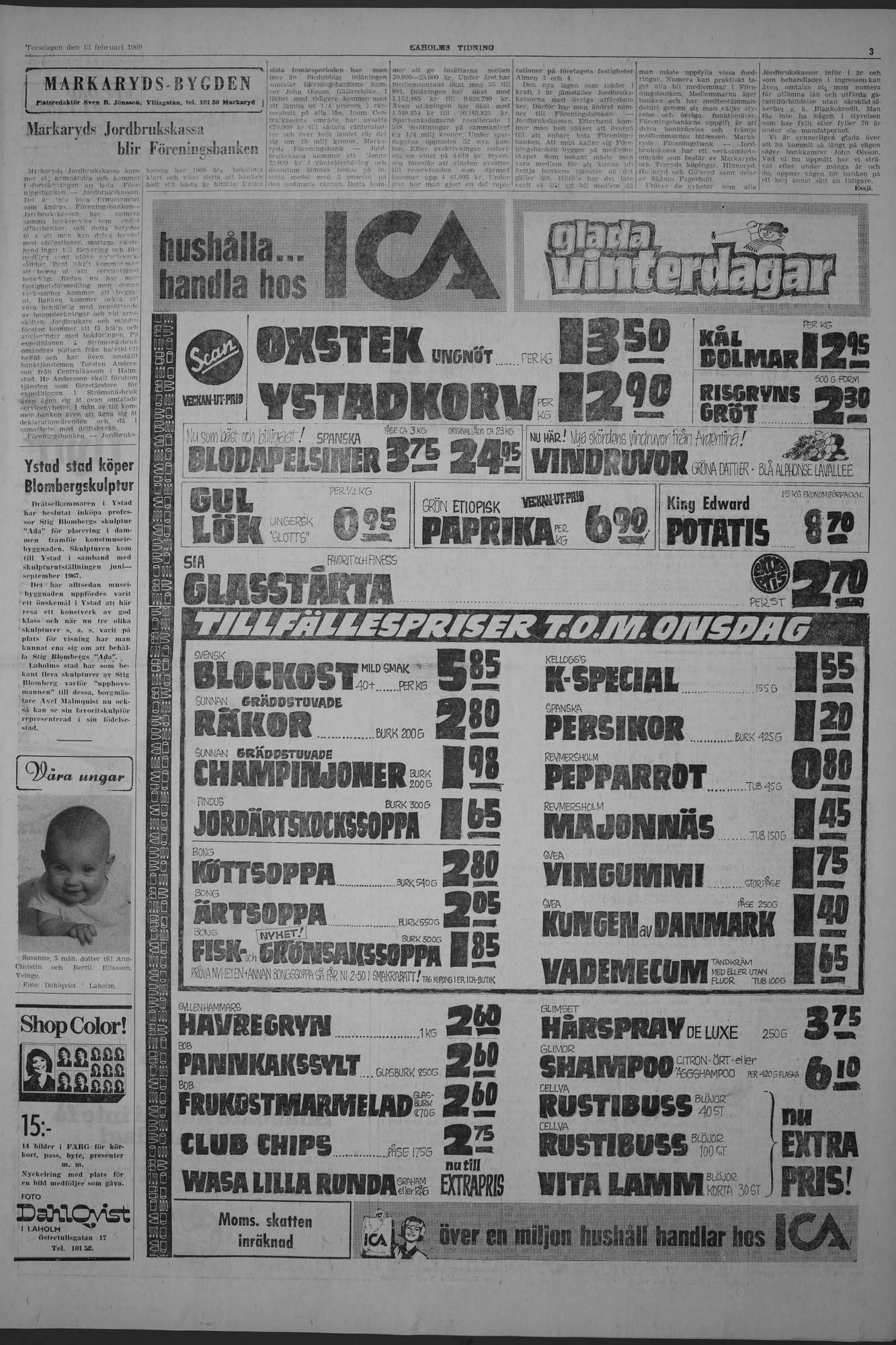Laholms Tidning Torsdag 13 februari 1969, sida 3