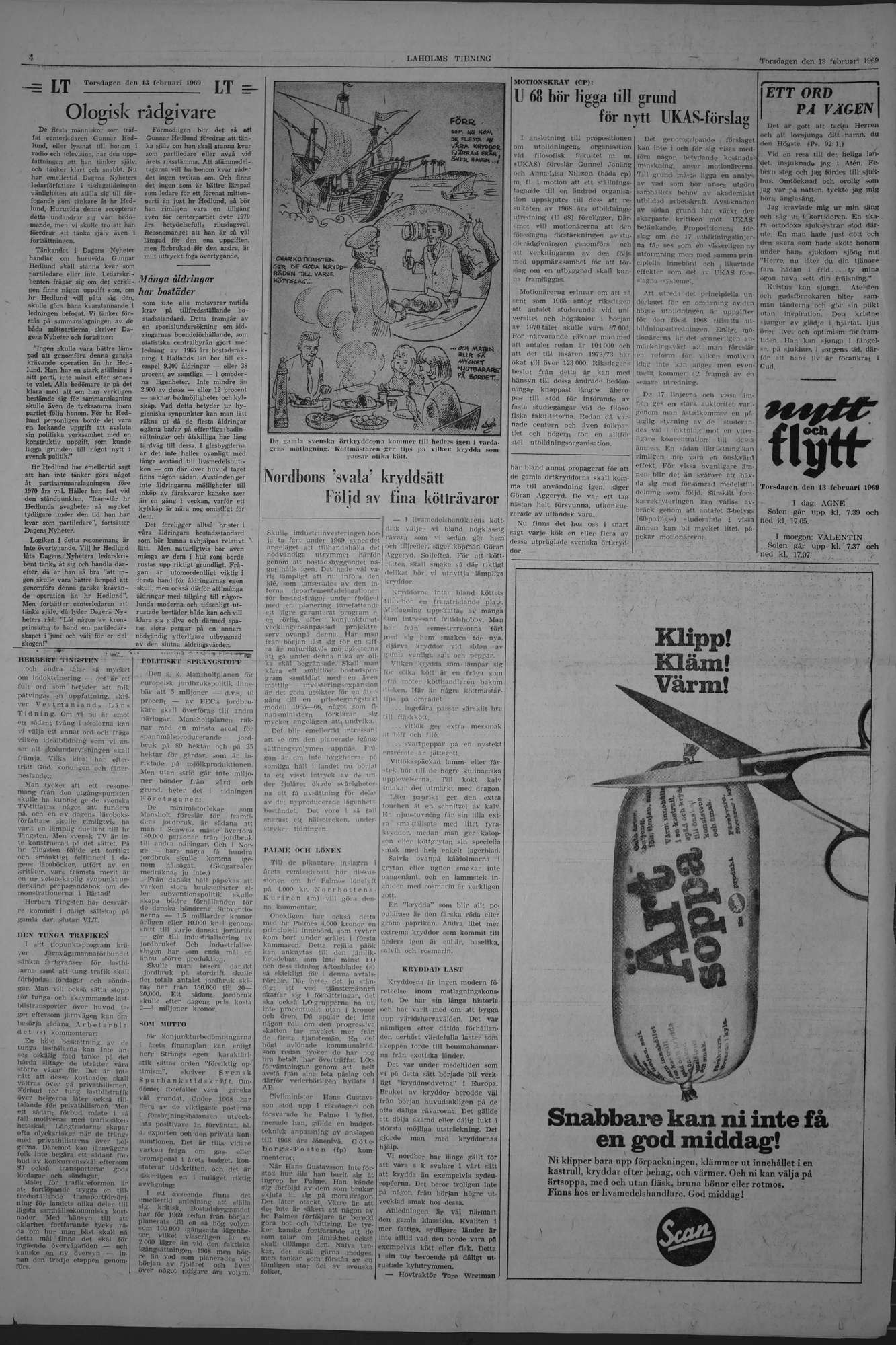 Laholms Tidning Torsdag 13 februari 1969, sida 4