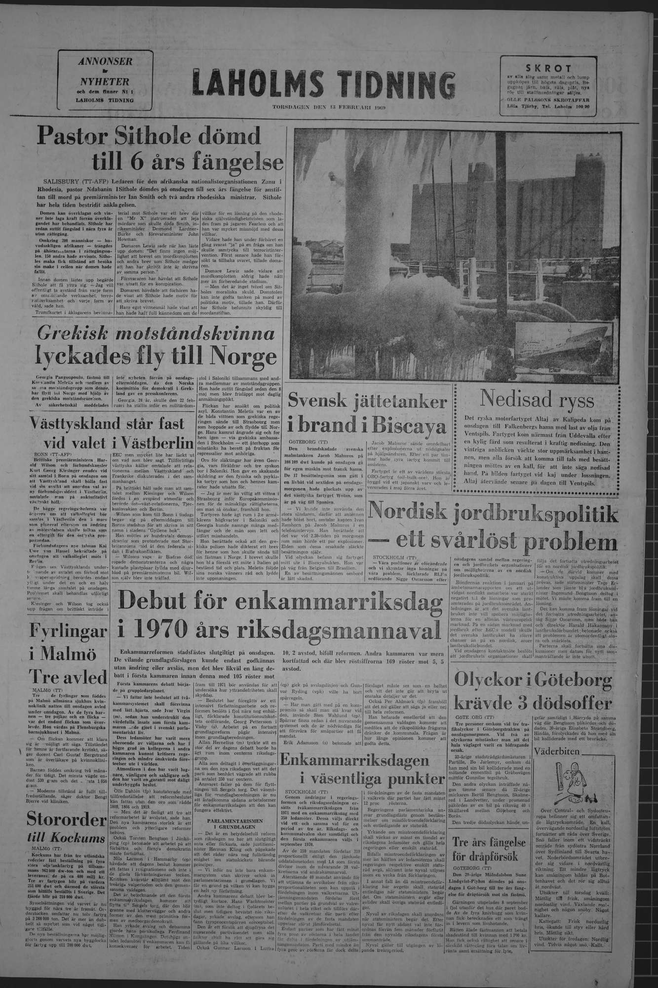 Laholms Tidning Torsdag 13 februari 1969, sida 8