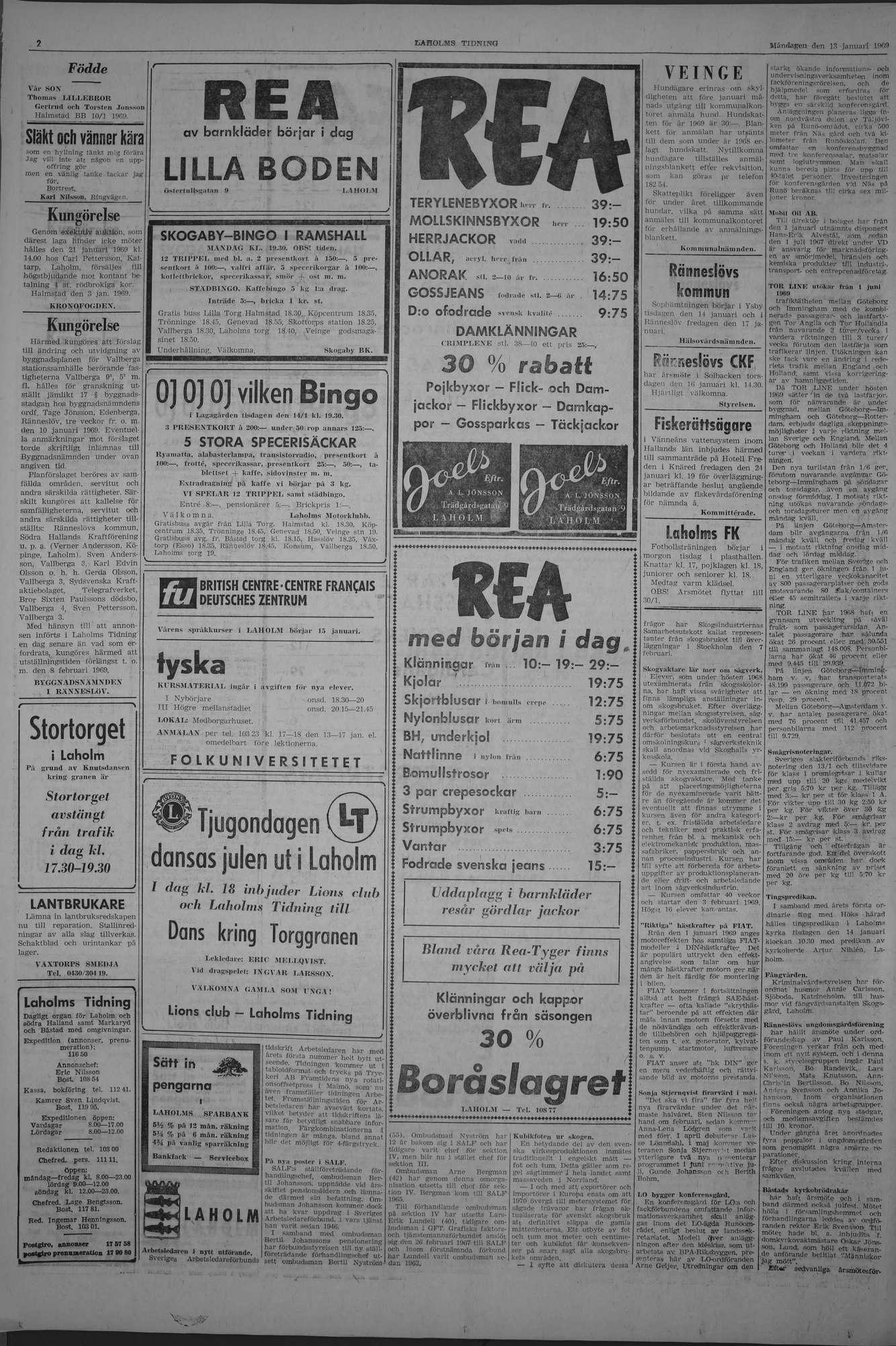 Laholms Tidning Måndag 13 januari 1969, sida 2