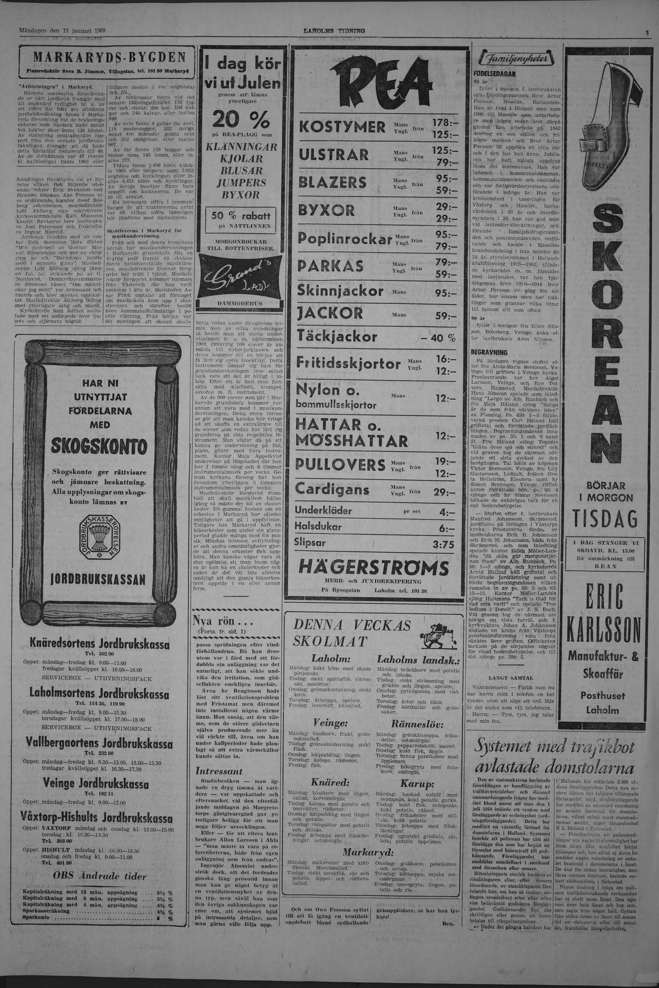 Laholms Tidning Måndag 13 januari 1969, sida 3