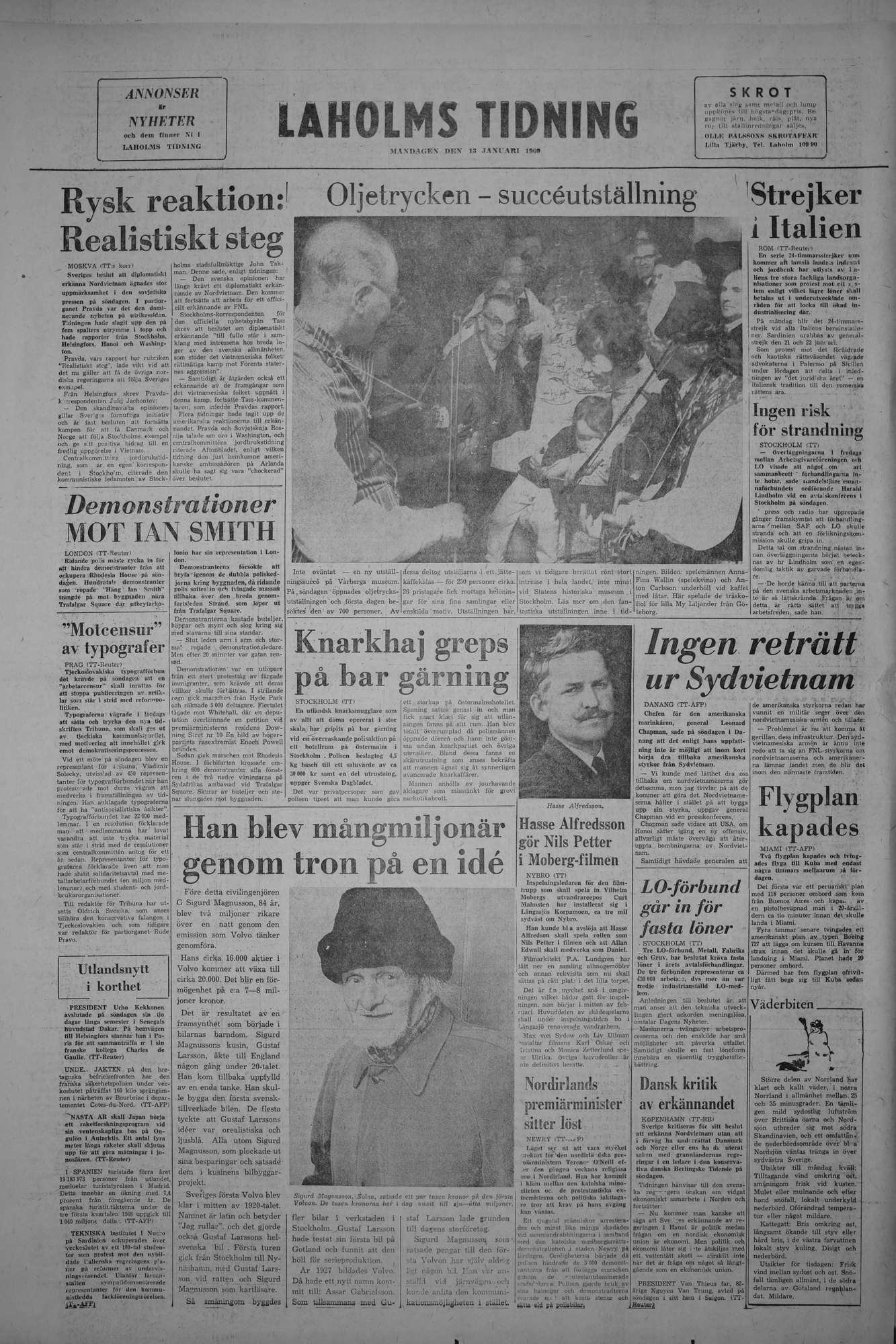 Laholms Tidning Måndag 13 januari 1969, sida 8