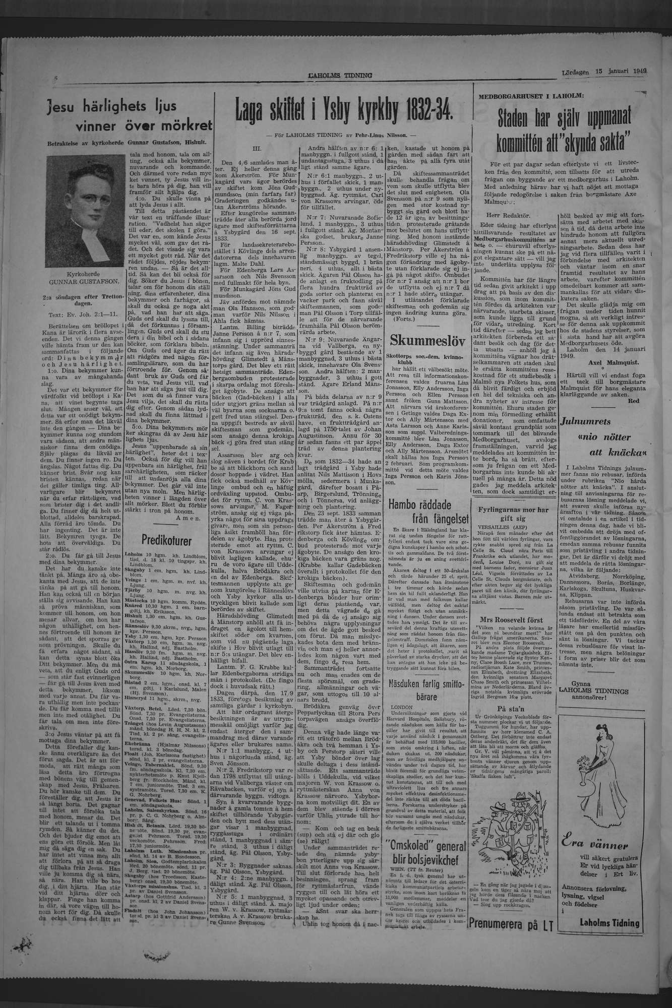 Laholms Tidning Lördag 15 januari 1949, sida 6