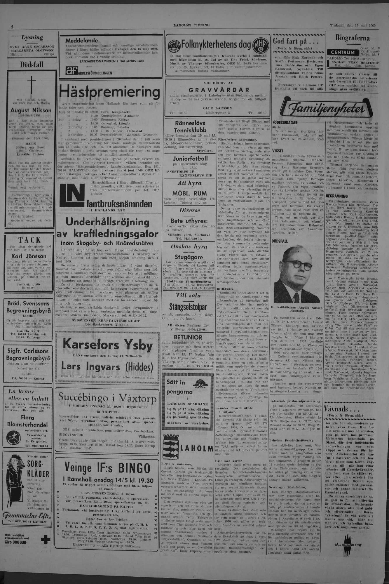 Laholms Tidning Tisdag 13 maj 1969, sida 2