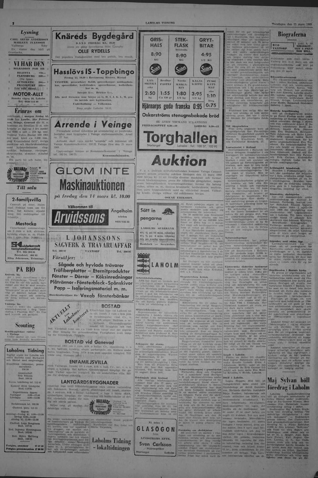 Laholms Tidning Torsdag 13 mars 1969, sida 2