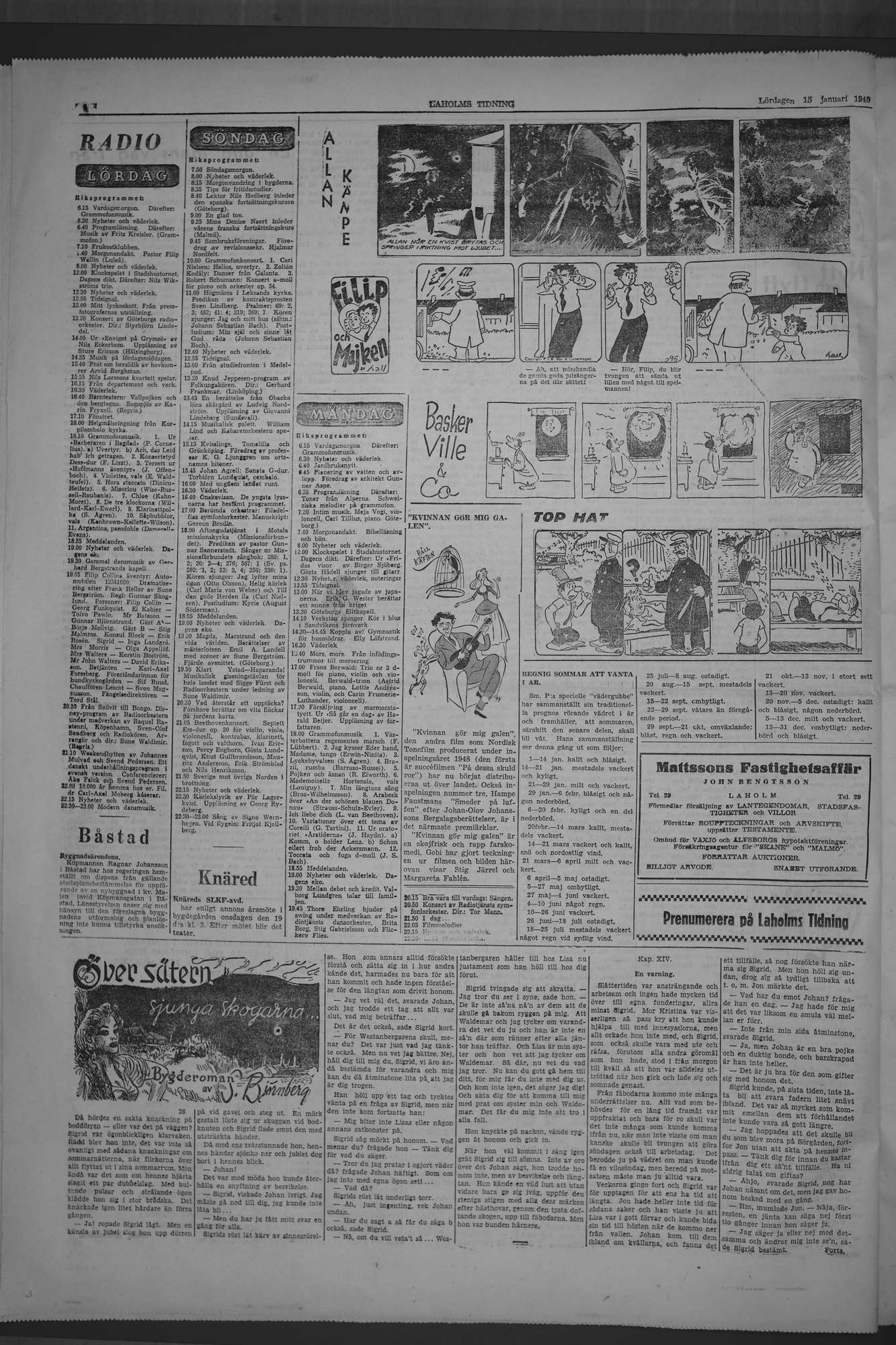 Laholms Tidning Lördag 15 januari 1949, sida 8