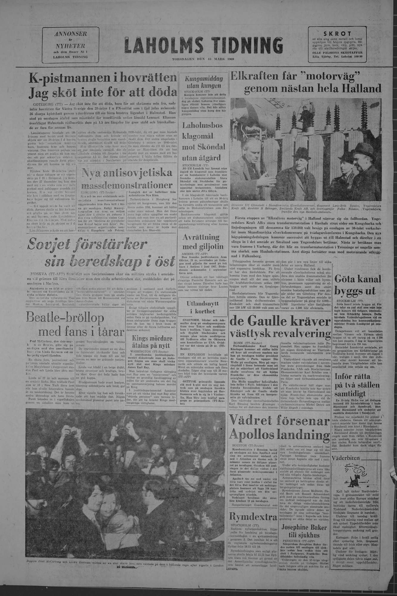 Laholms Tidning Torsdag 13 mars 1969, sida 8