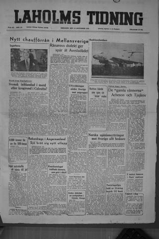 Förstasidan, Tisdag 15 november 1949