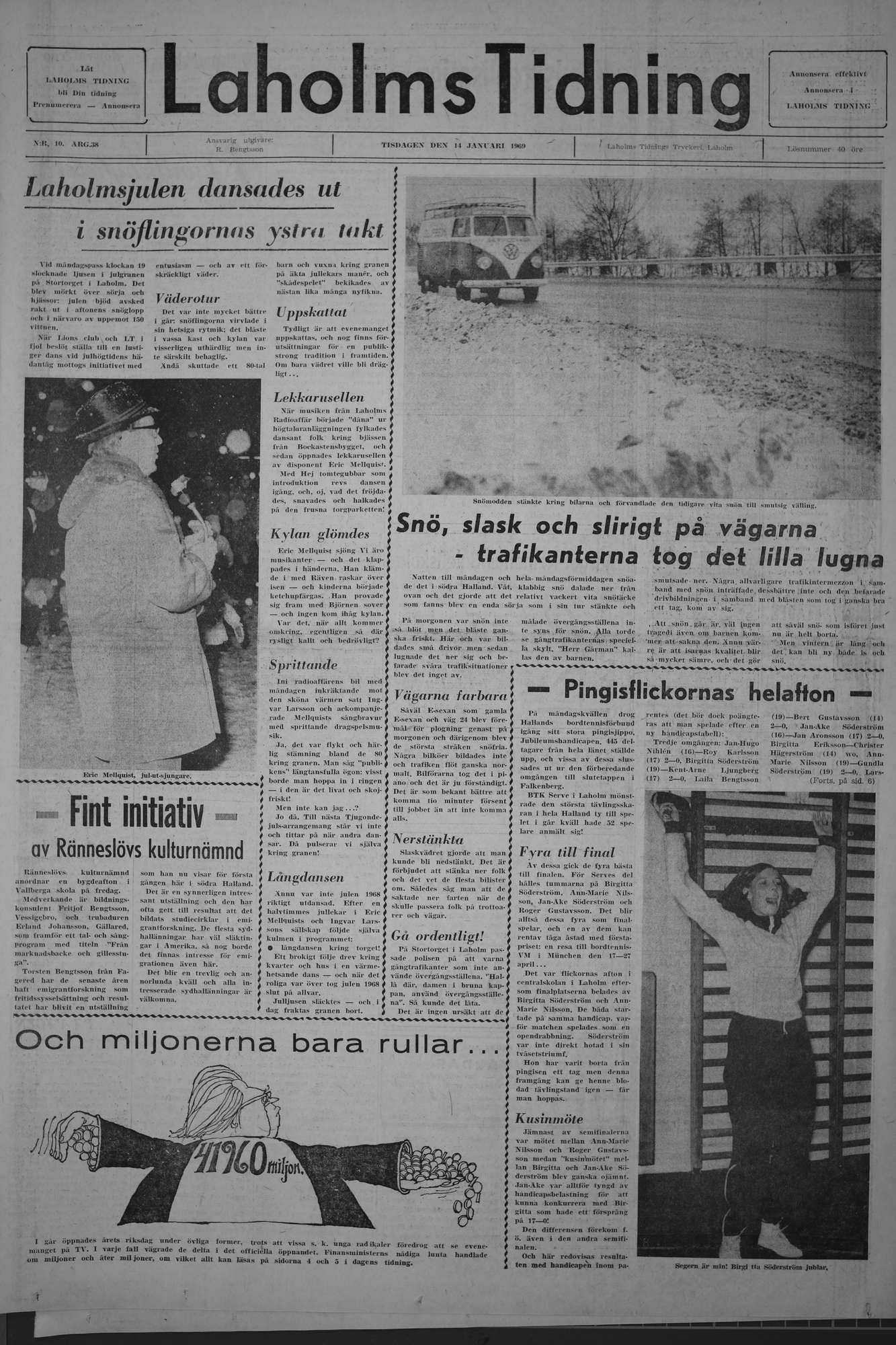 Laholms Tidning Tisdag 14 januari 1969, sida 1