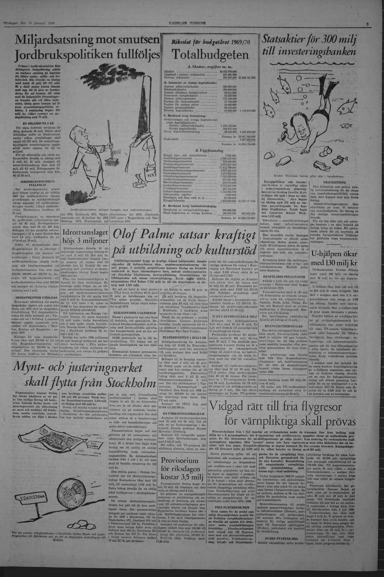 Laholms Tidning Tisdag 14 januari 1969, sida 5