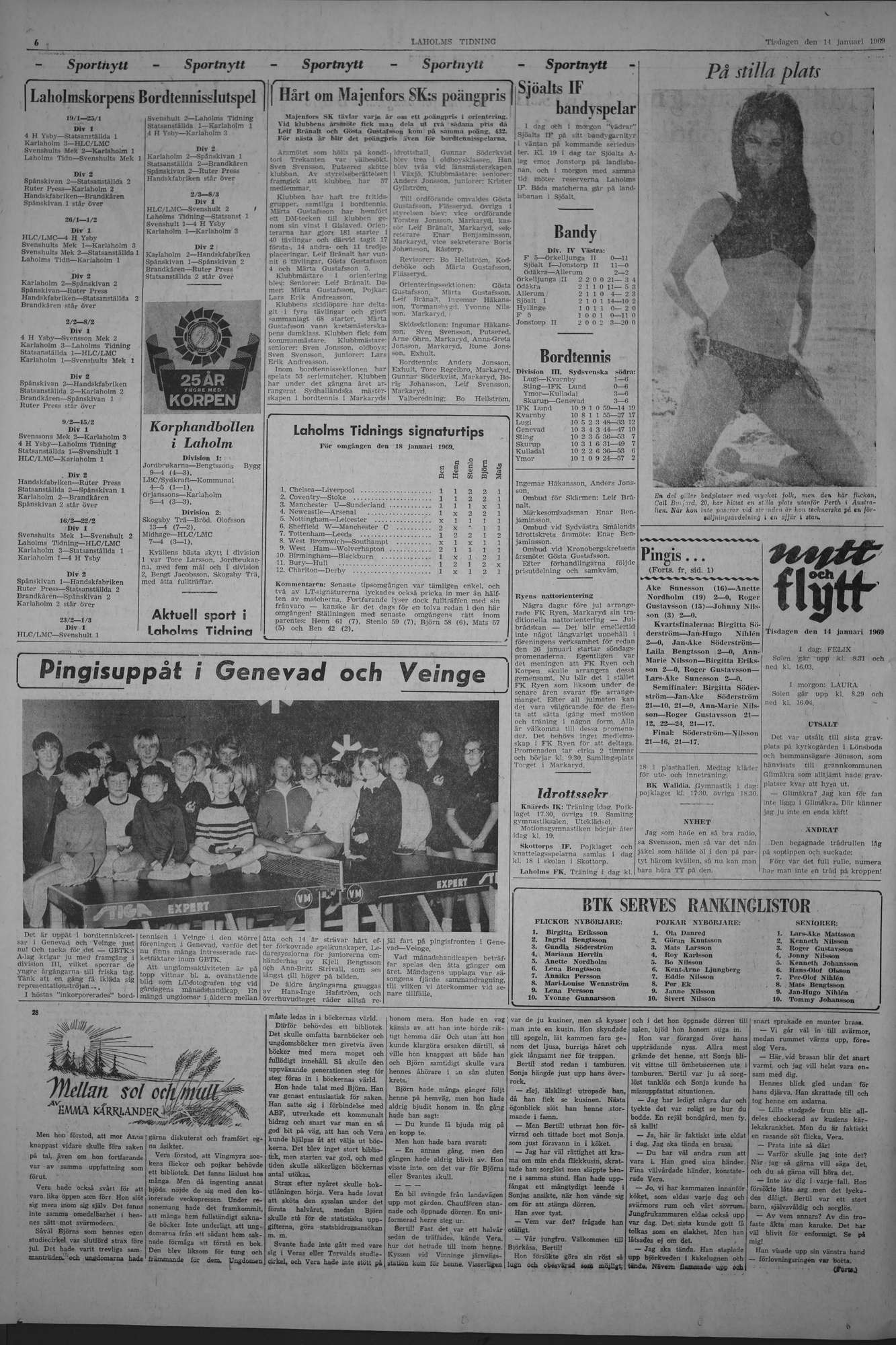 Laholms Tidning Tisdag 14 januari 1969, sida 6