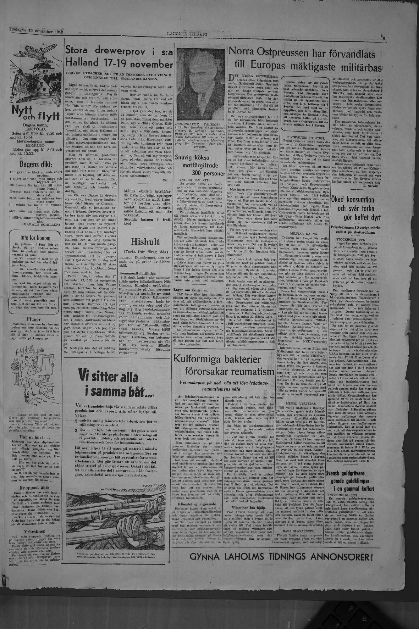 Laholms Tidning Tisdag 15 november 1949, sida 5