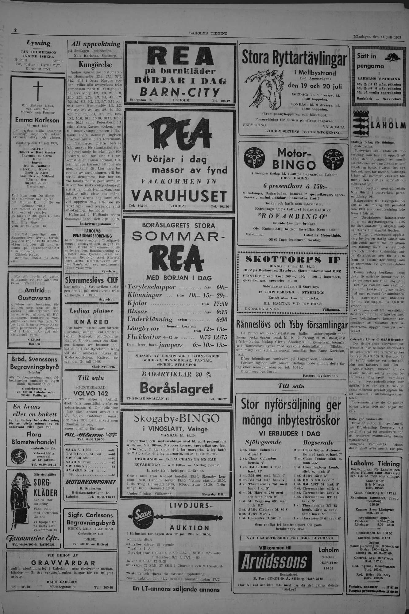 Laholms Tidning Måndag 14 juli 1969, sida 2