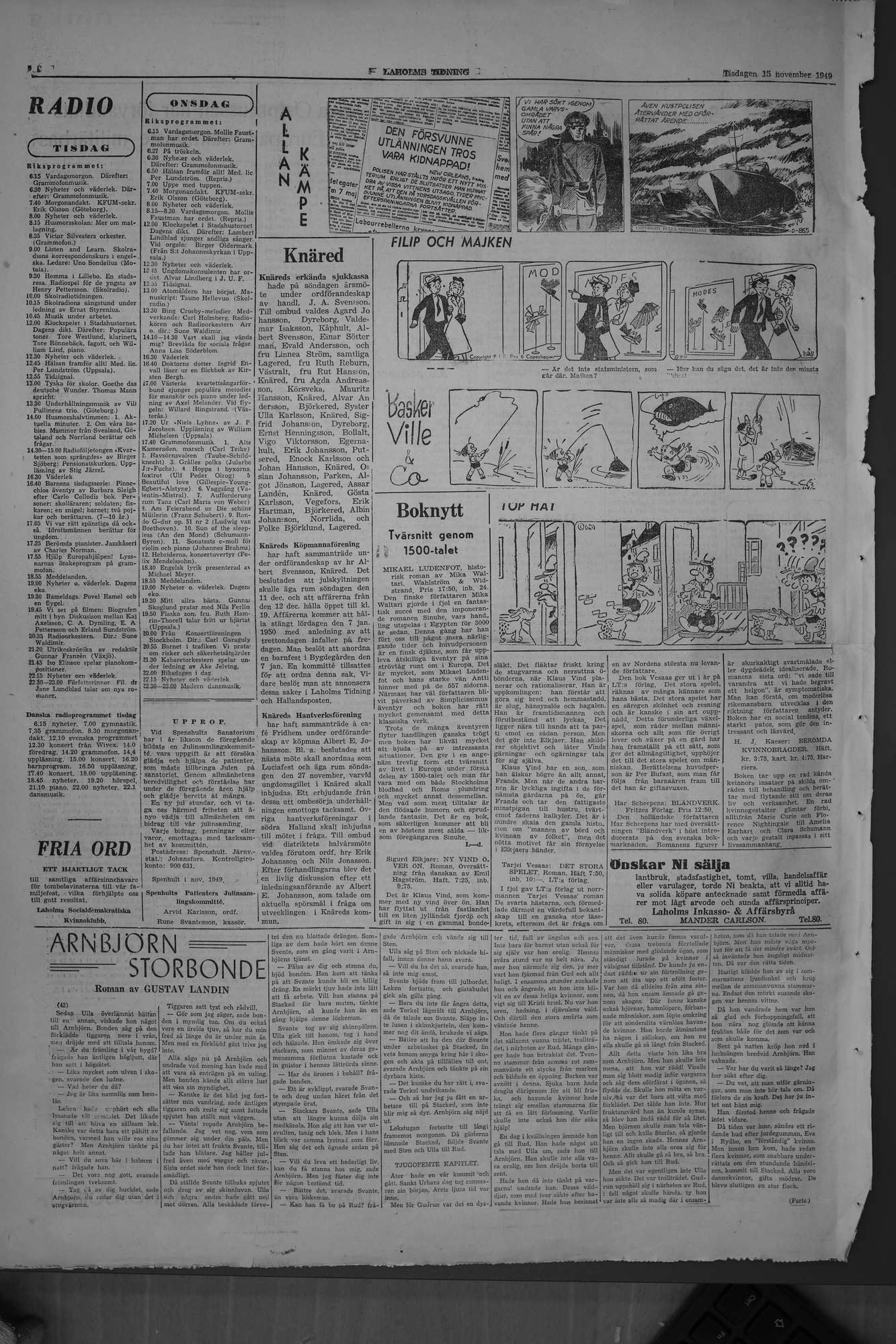 Laholms Tidning Tisdag 15 november 1949, sida 6