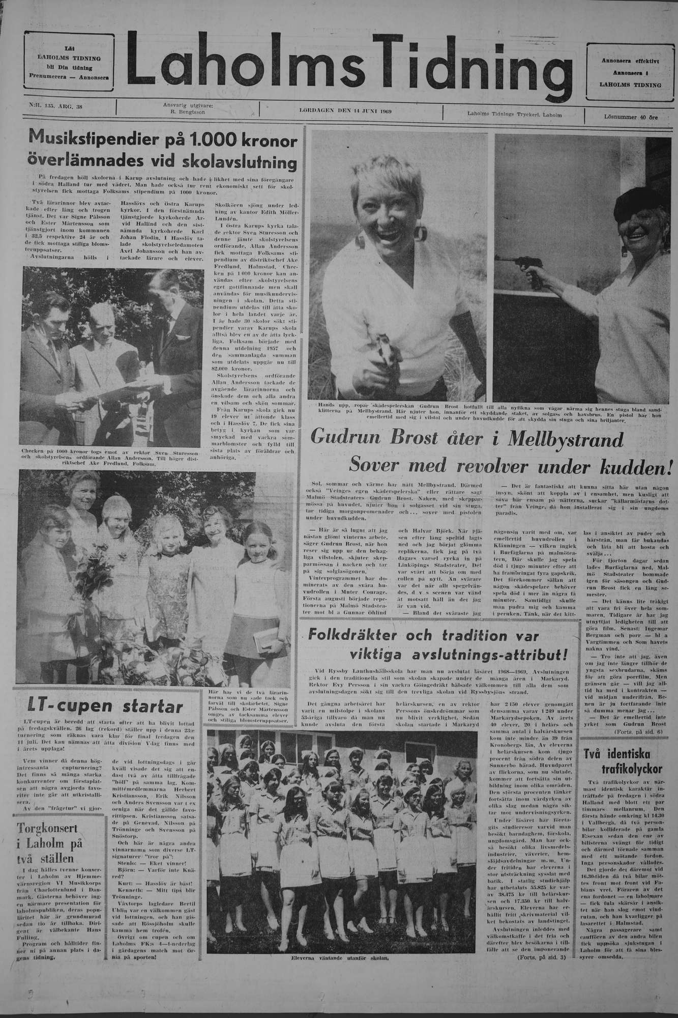 Laholms Tidning Lördag 14 juni 1969, sida 1