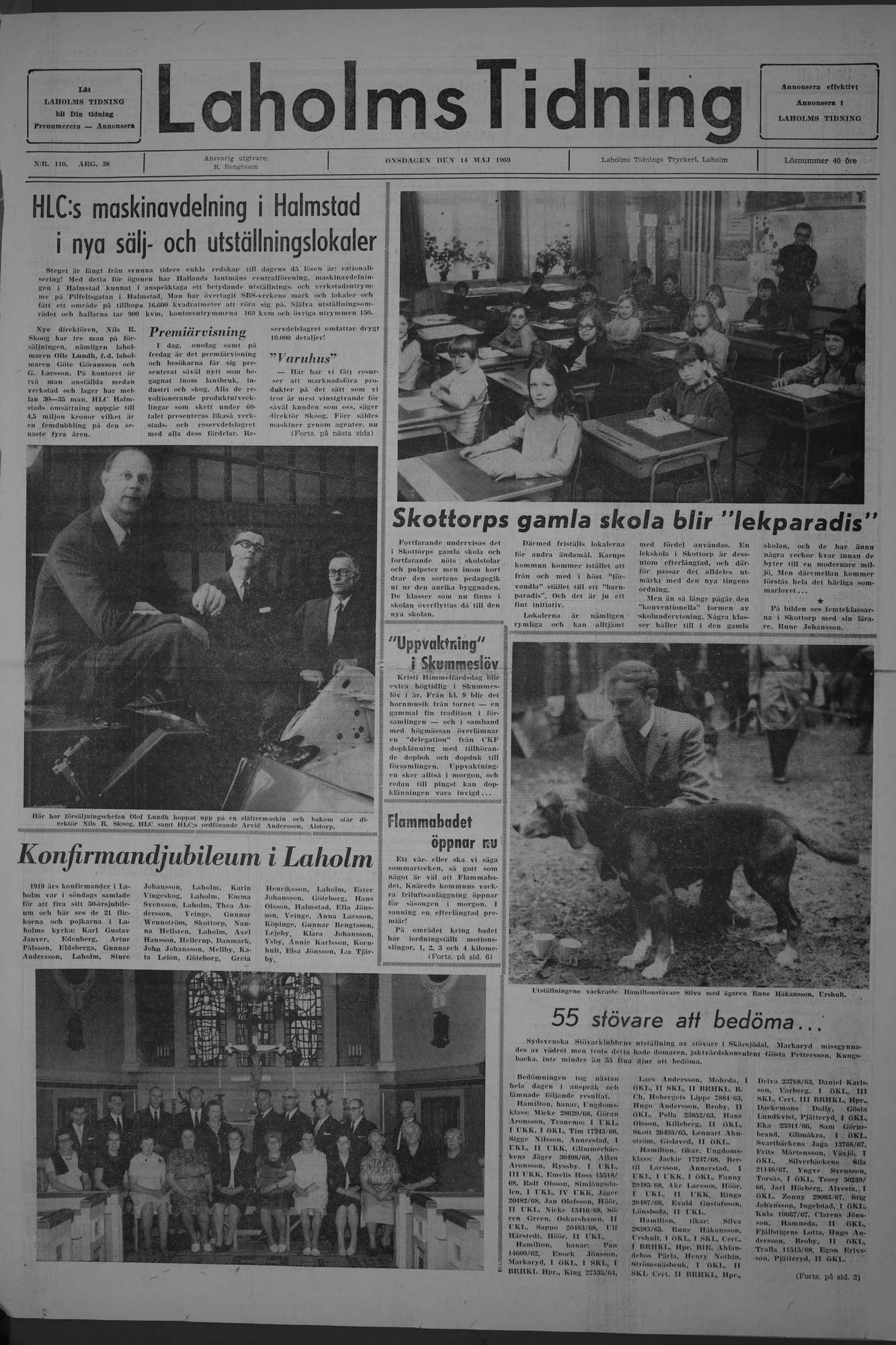 Laholms Tidning Onsdag 14 maj 1969, sida 1