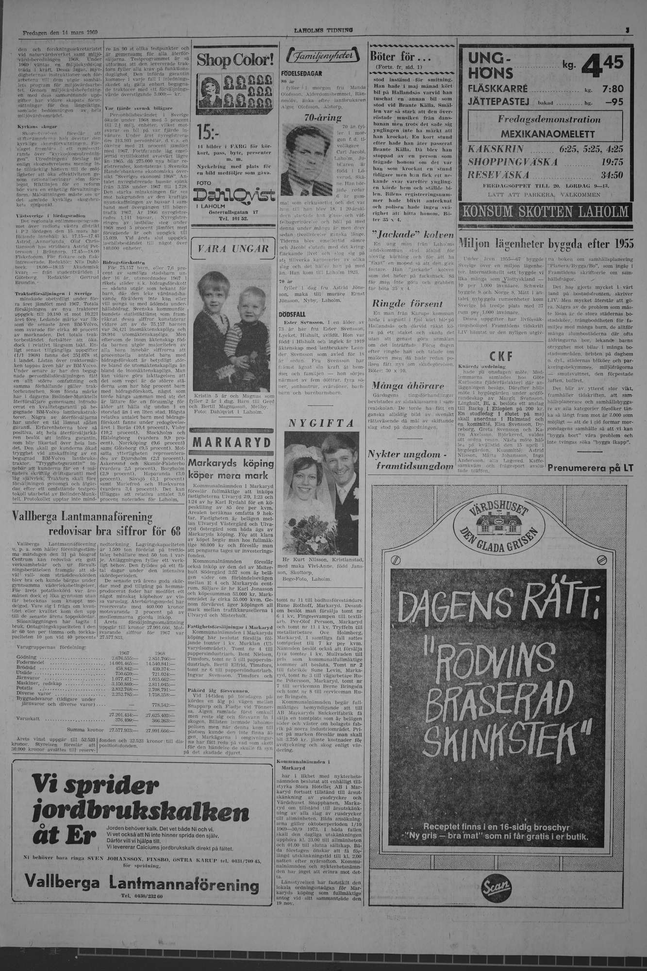 Laholms Tidning Fredag 14 mars 1969, sida 3