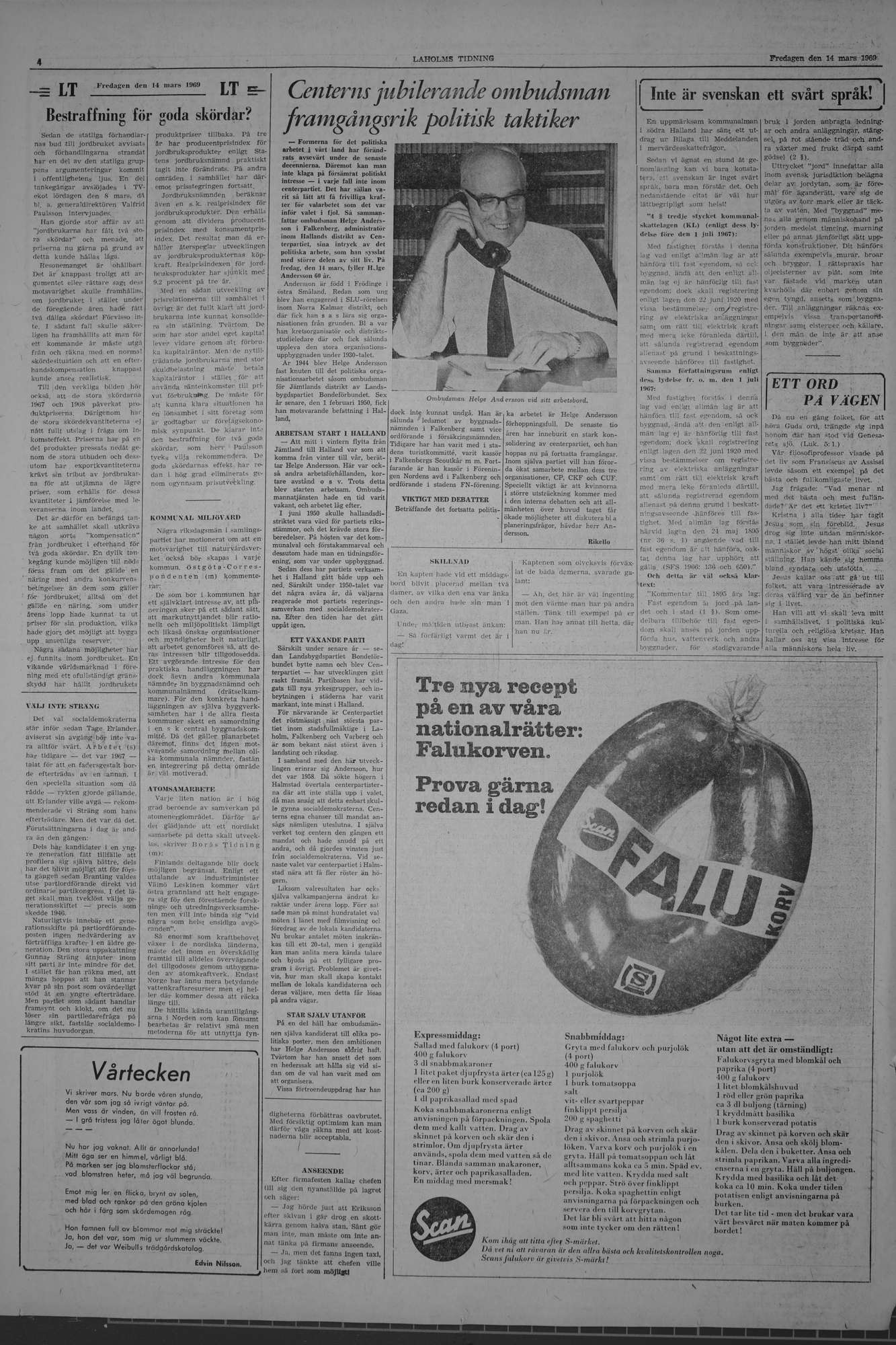 Laholms Tidning Fredag 14 mars 1969, sida 4