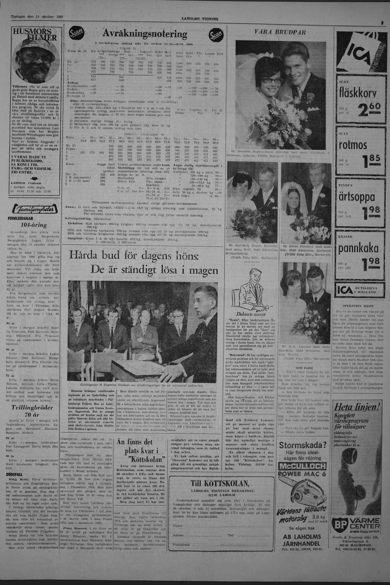 Laholms Tidning Tisdag 14 oktober 1969, sida 3