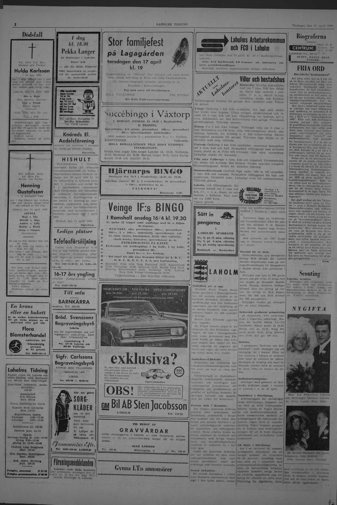 Laholms Tidning Tisdag 15 april 1969, sida 2