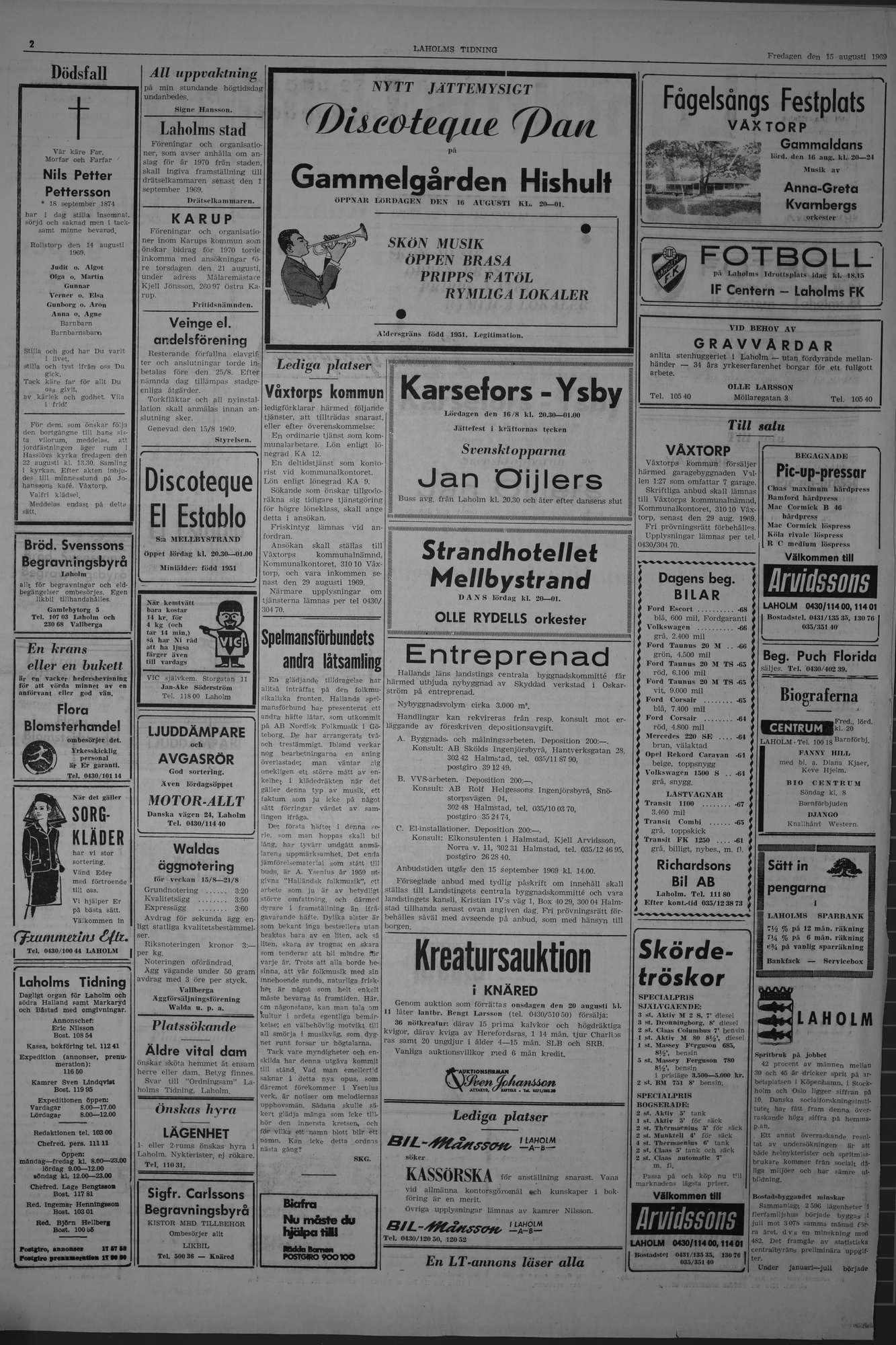 Laholms Tidning Fredag 15 augusti 1969, sida 2
