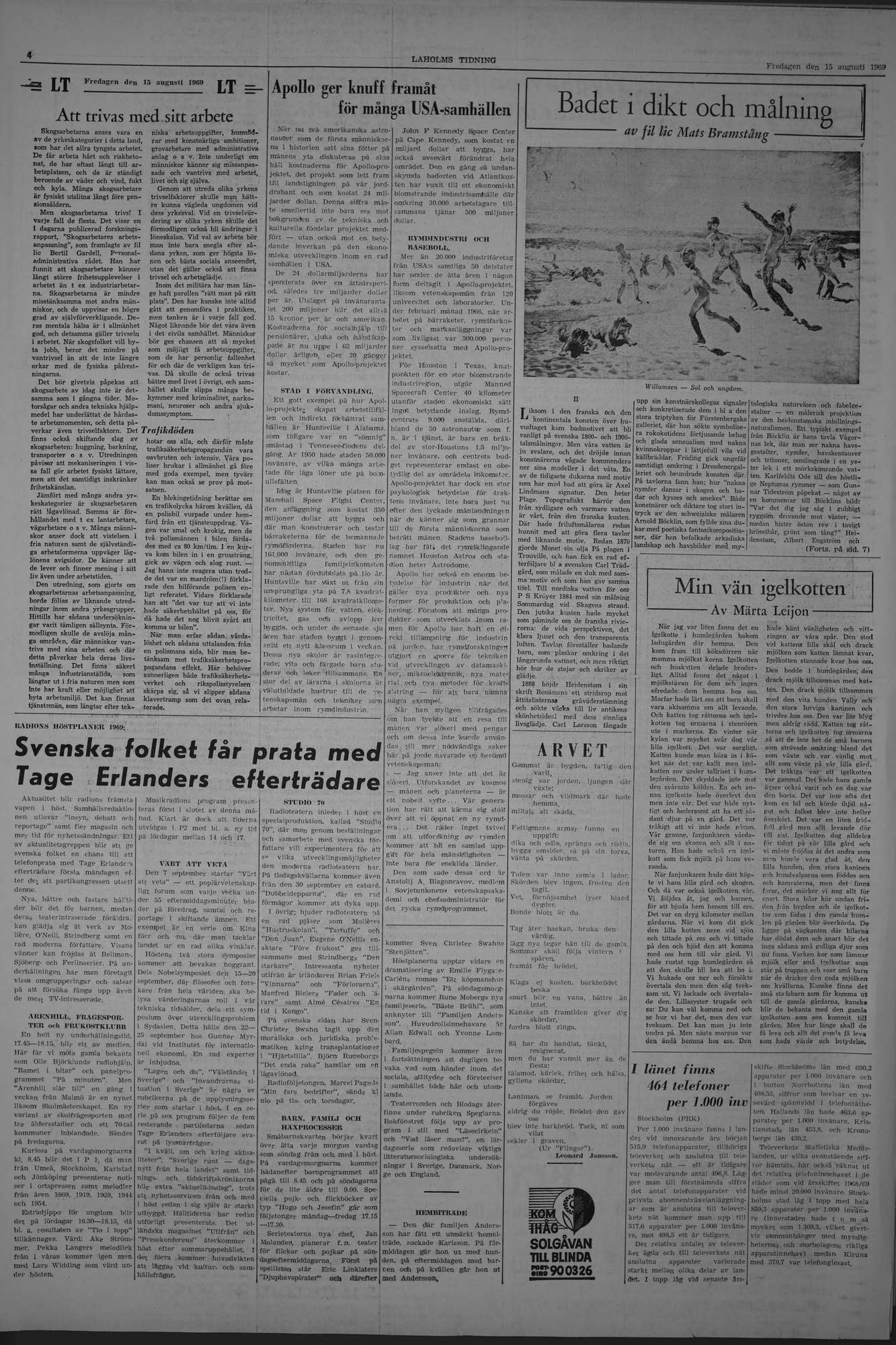 Laholms Tidning Fredag 15 augusti 1969, sida 4