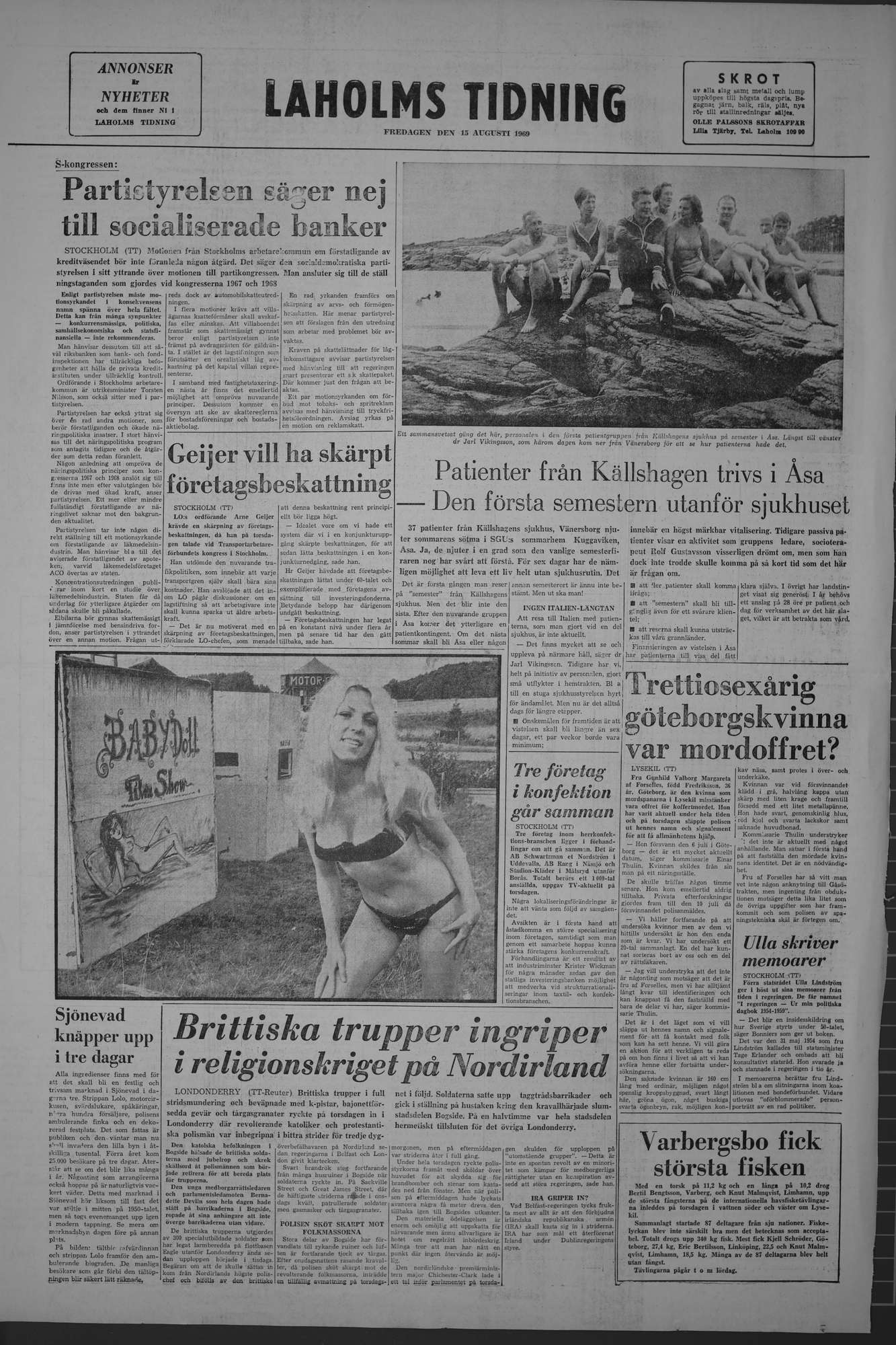 Laholms Tidning Fredag 15 augusti 1969, sida 8
