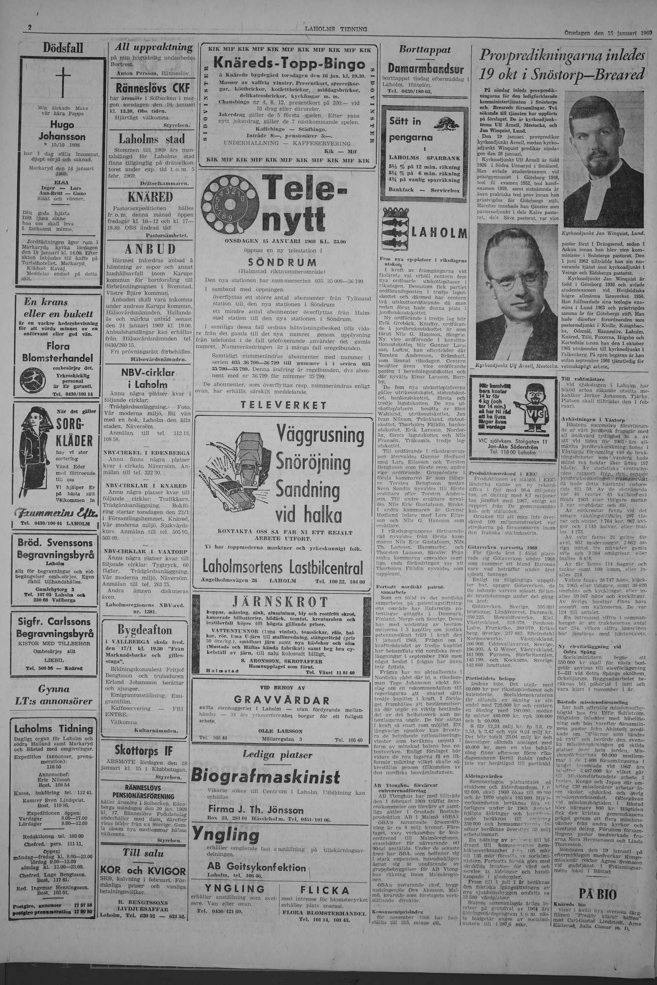 Laholms Tidning Onsdag 15 januari 1969, sida 2