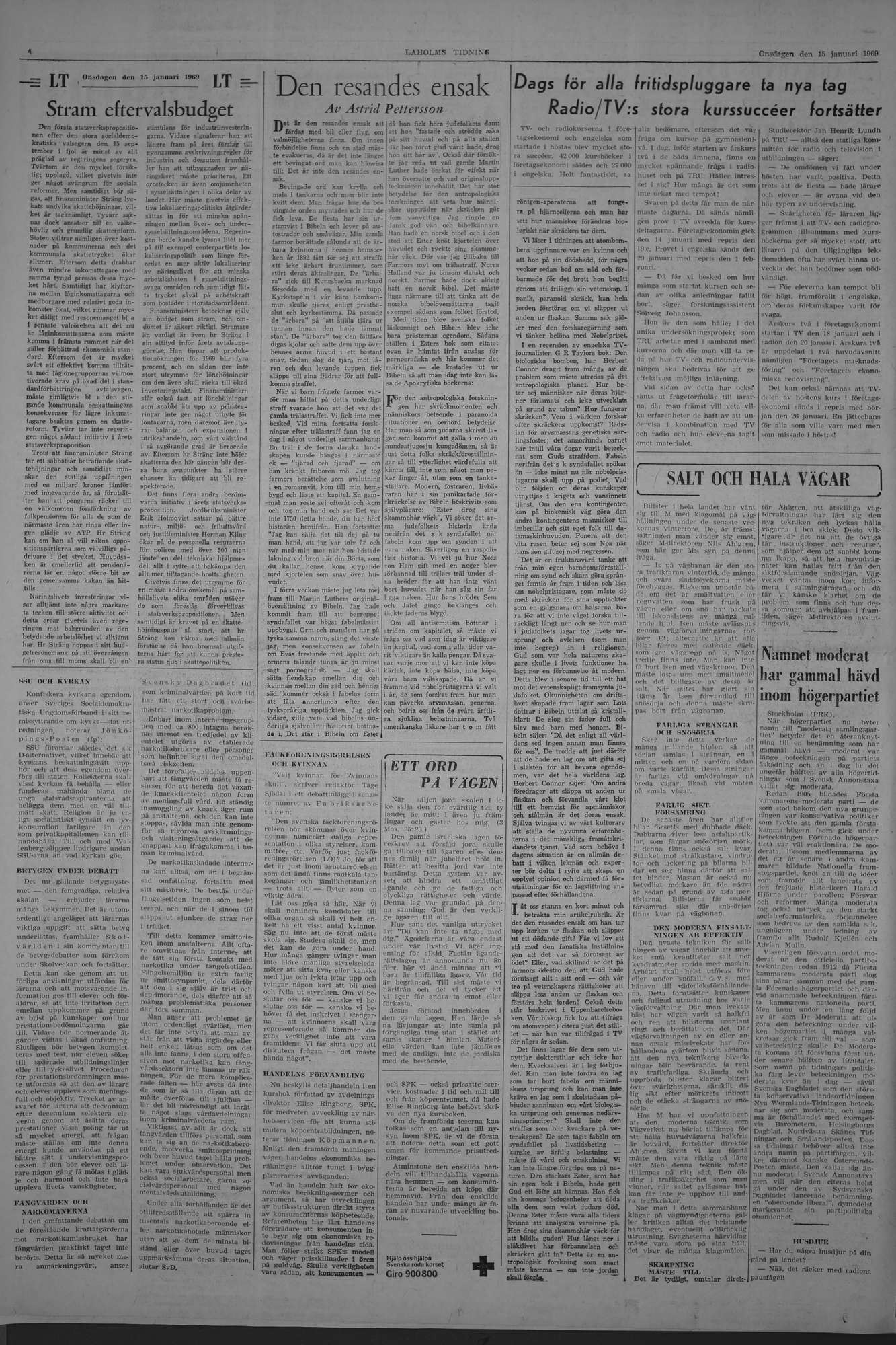 Laholms Tidning Onsdag 15 januari 1969, sida 4