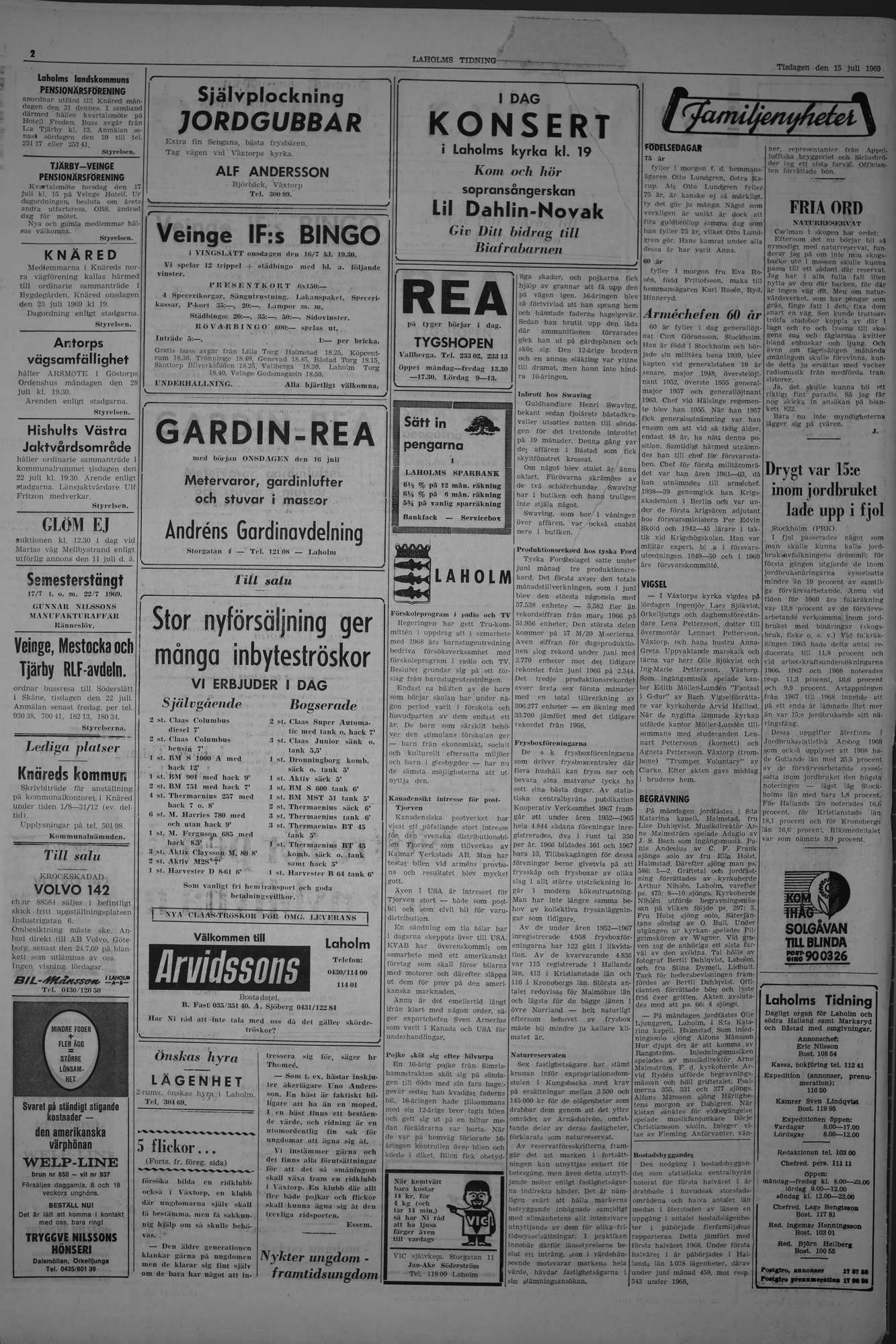 Laholms Tidning Tisdag 15 juli 1969, sida 2
