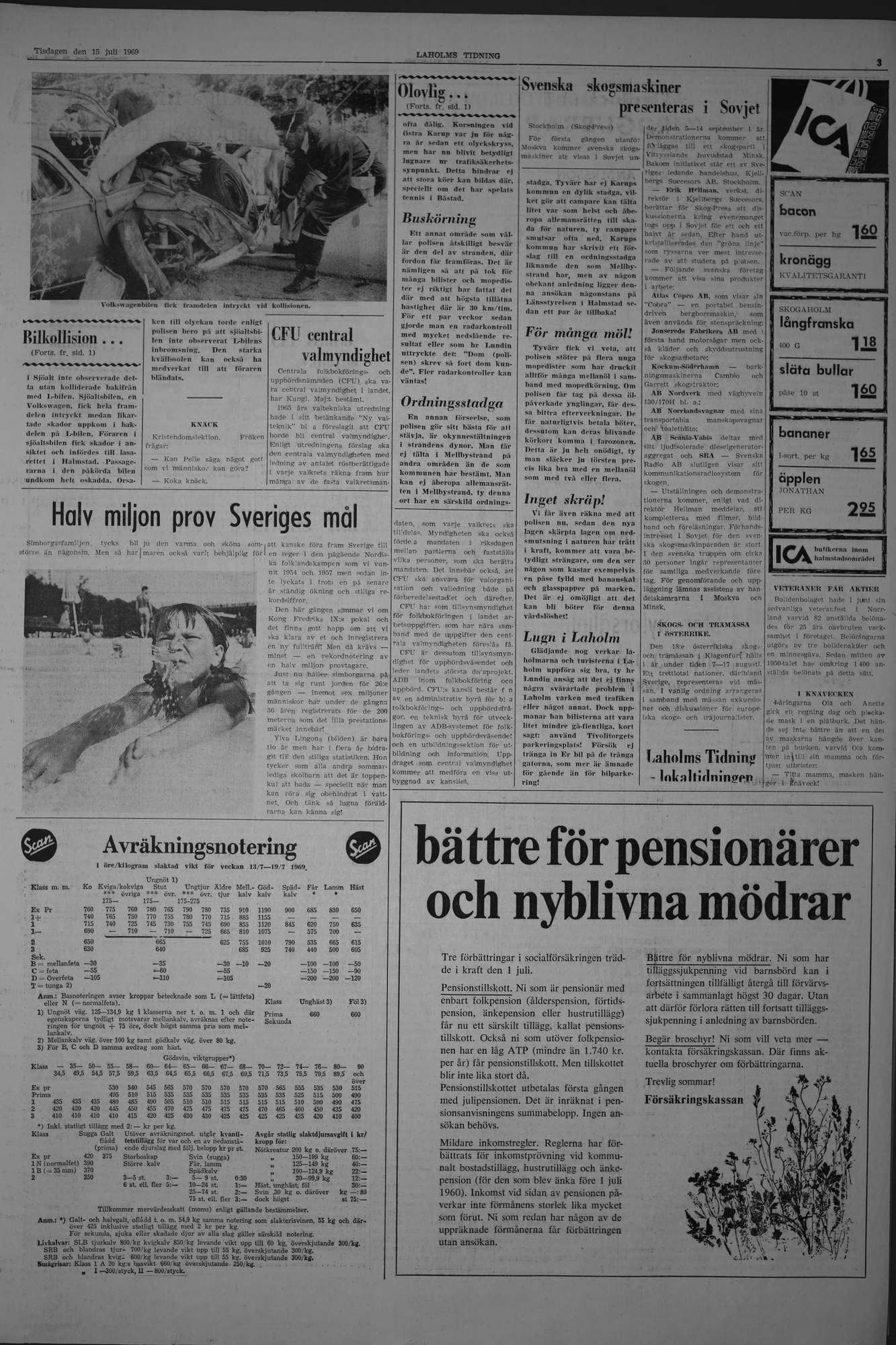 Laholms Tidning Tisdag 15 juli 1969, sida 3