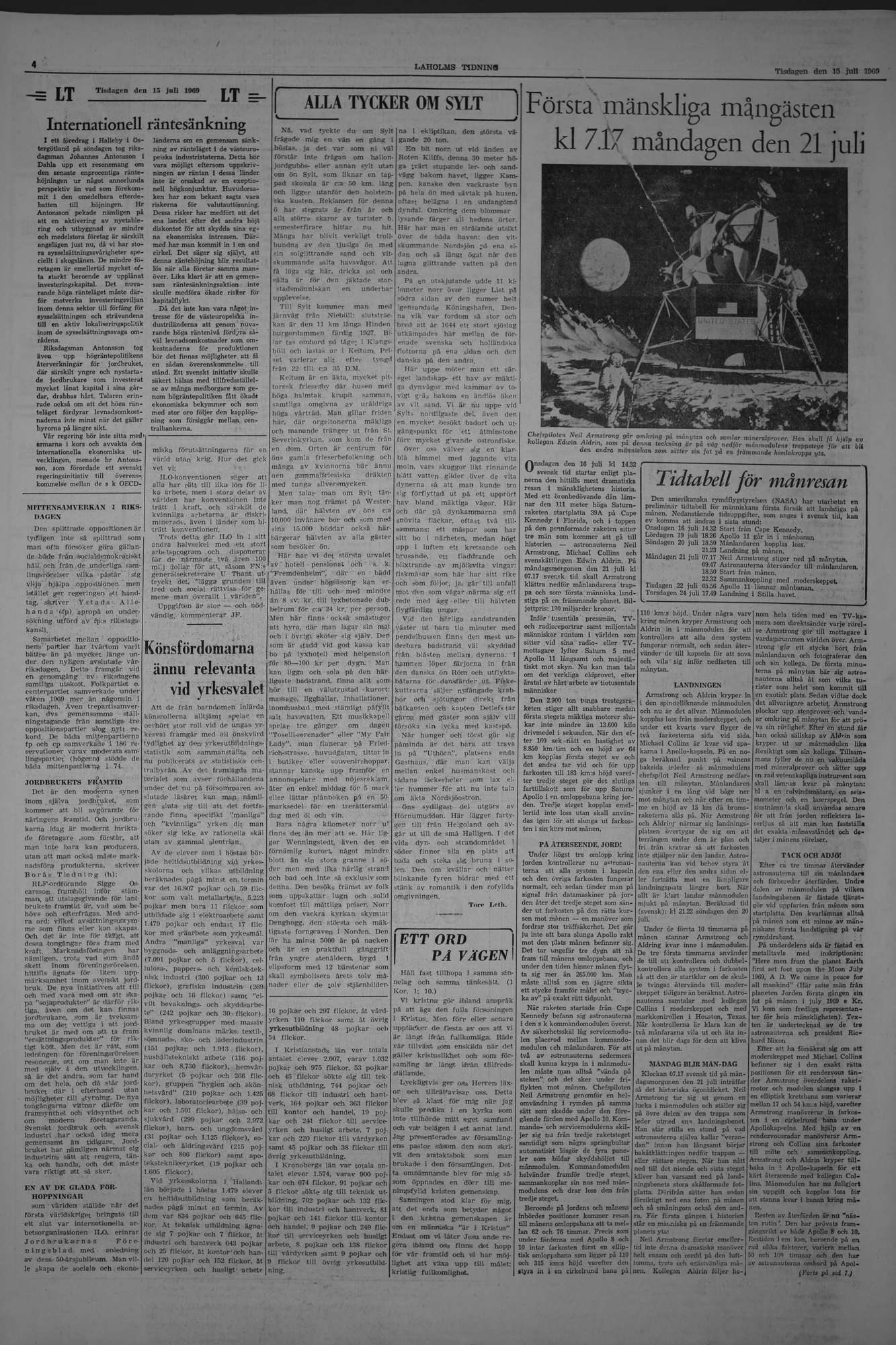 Laholms Tidning Tisdag 15 juli 1969, sida 4