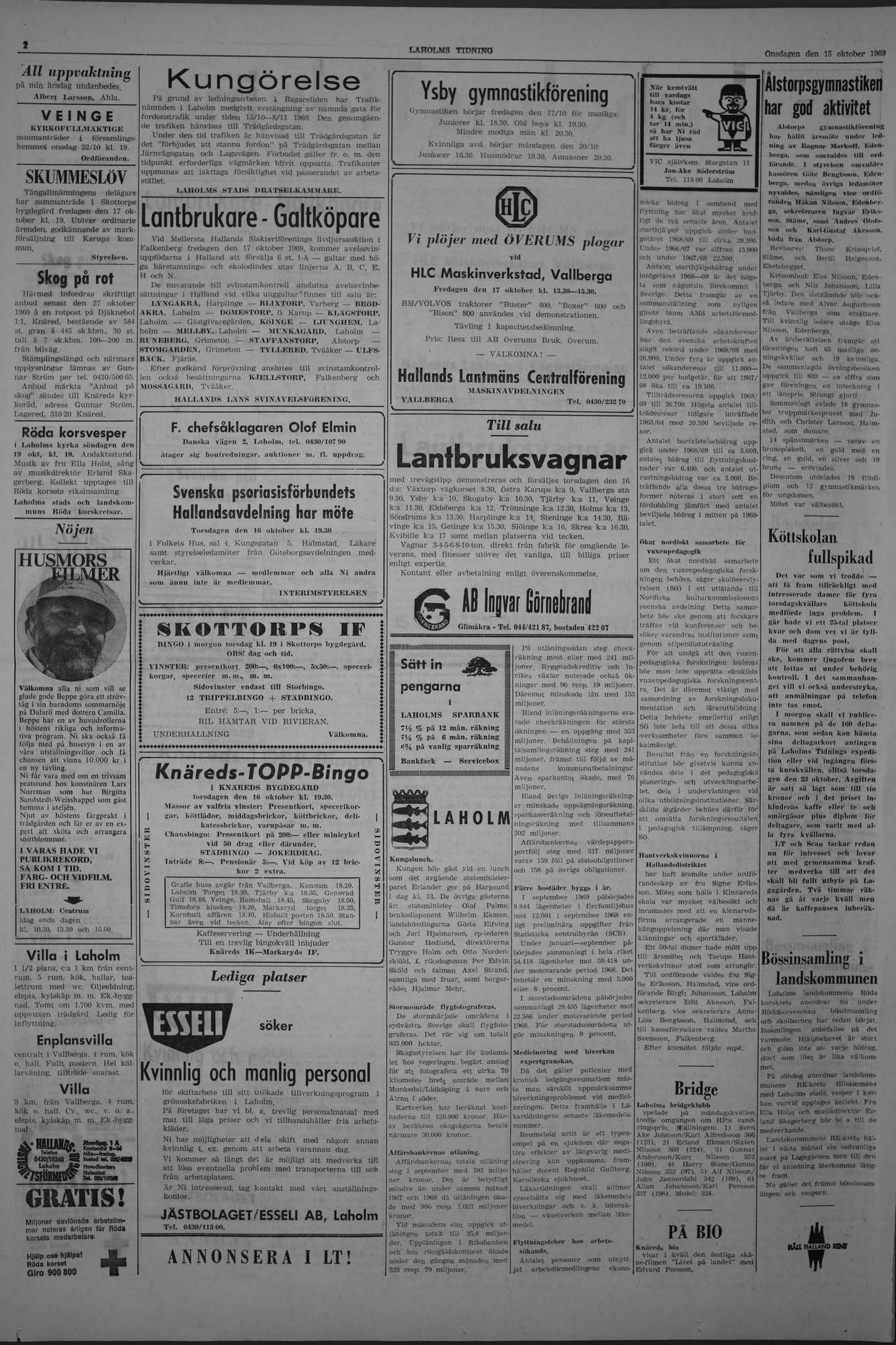 Laholms Tidning Onsdag 15 oktober 1969, sida 2